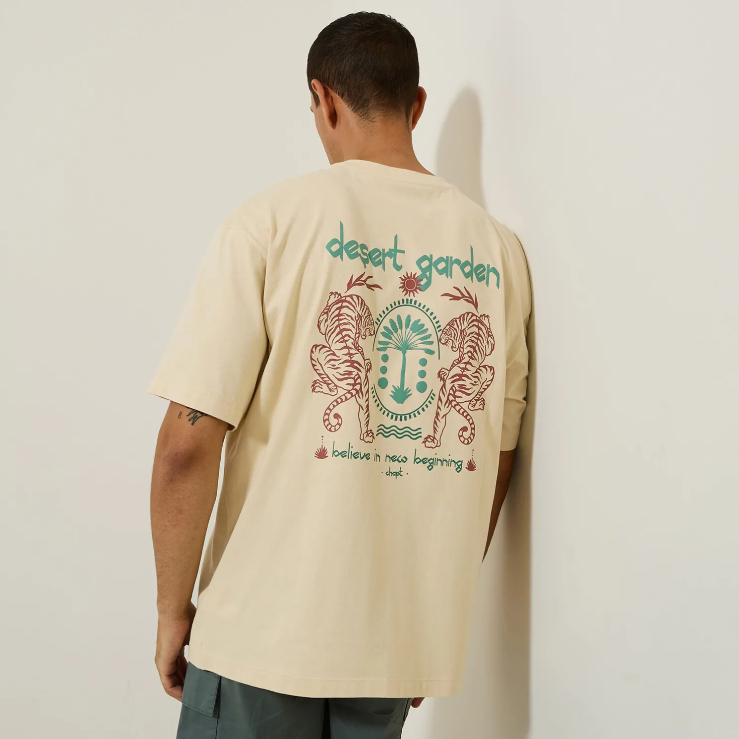 Katoenen T-shirt met ronde hals en tijger-print