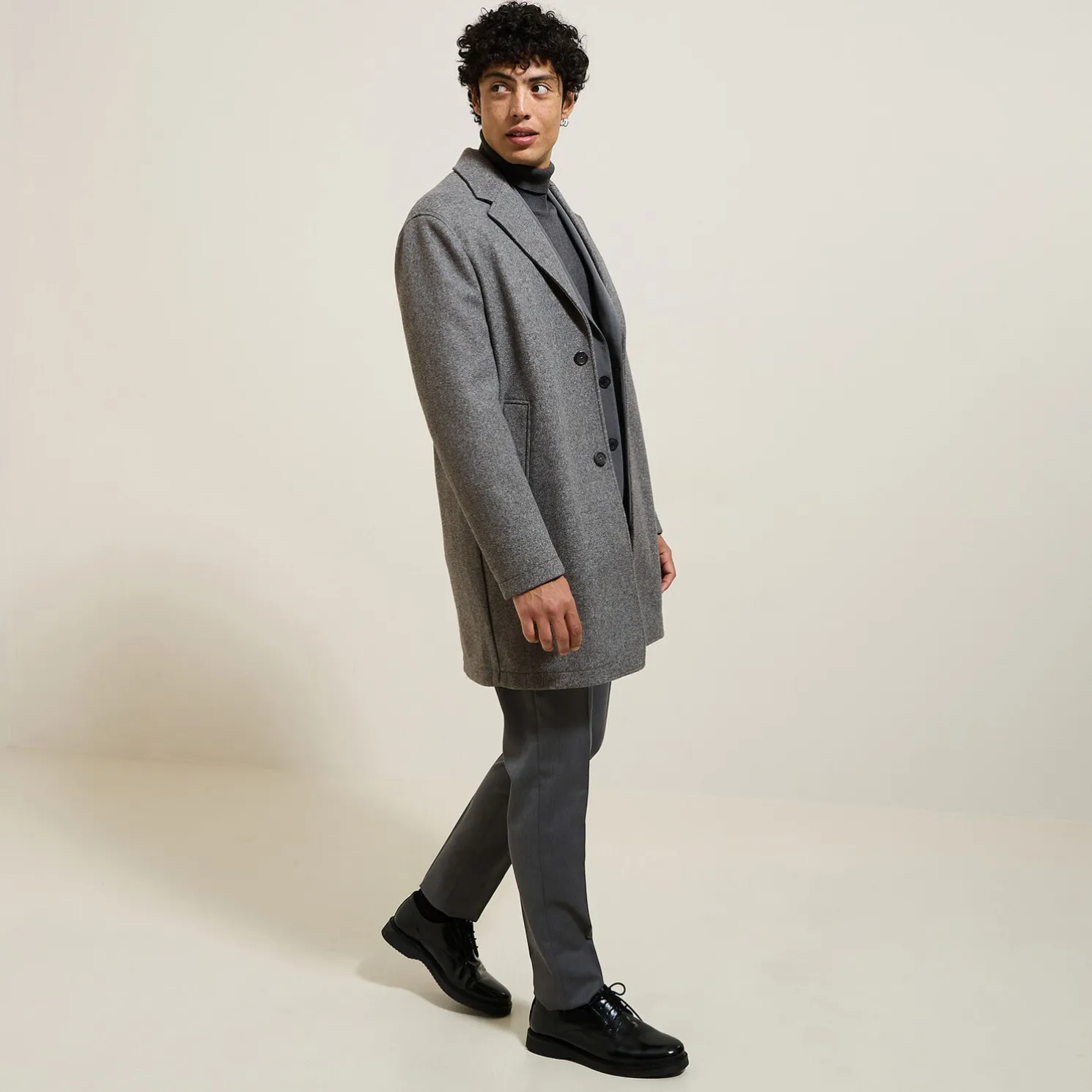 Lange wintermantel met reverskraag