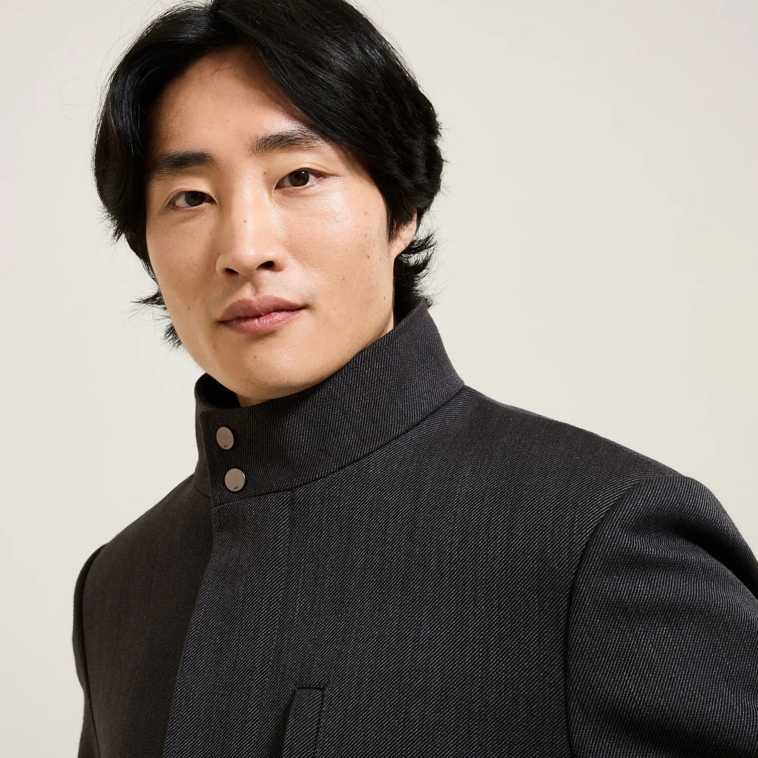 Lange wintermantel met opstaande kraag