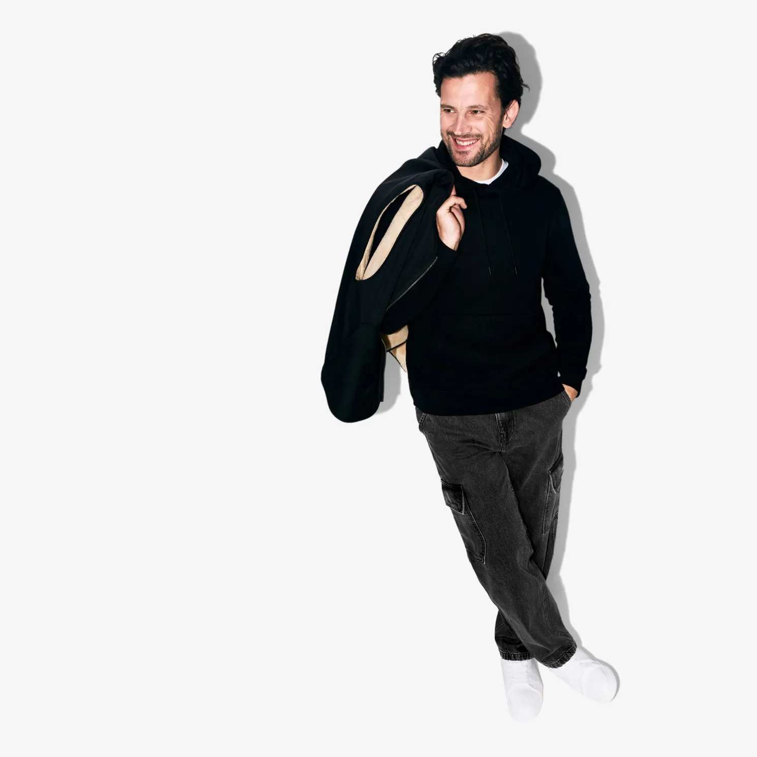 Loose fit jeans met cargozakken