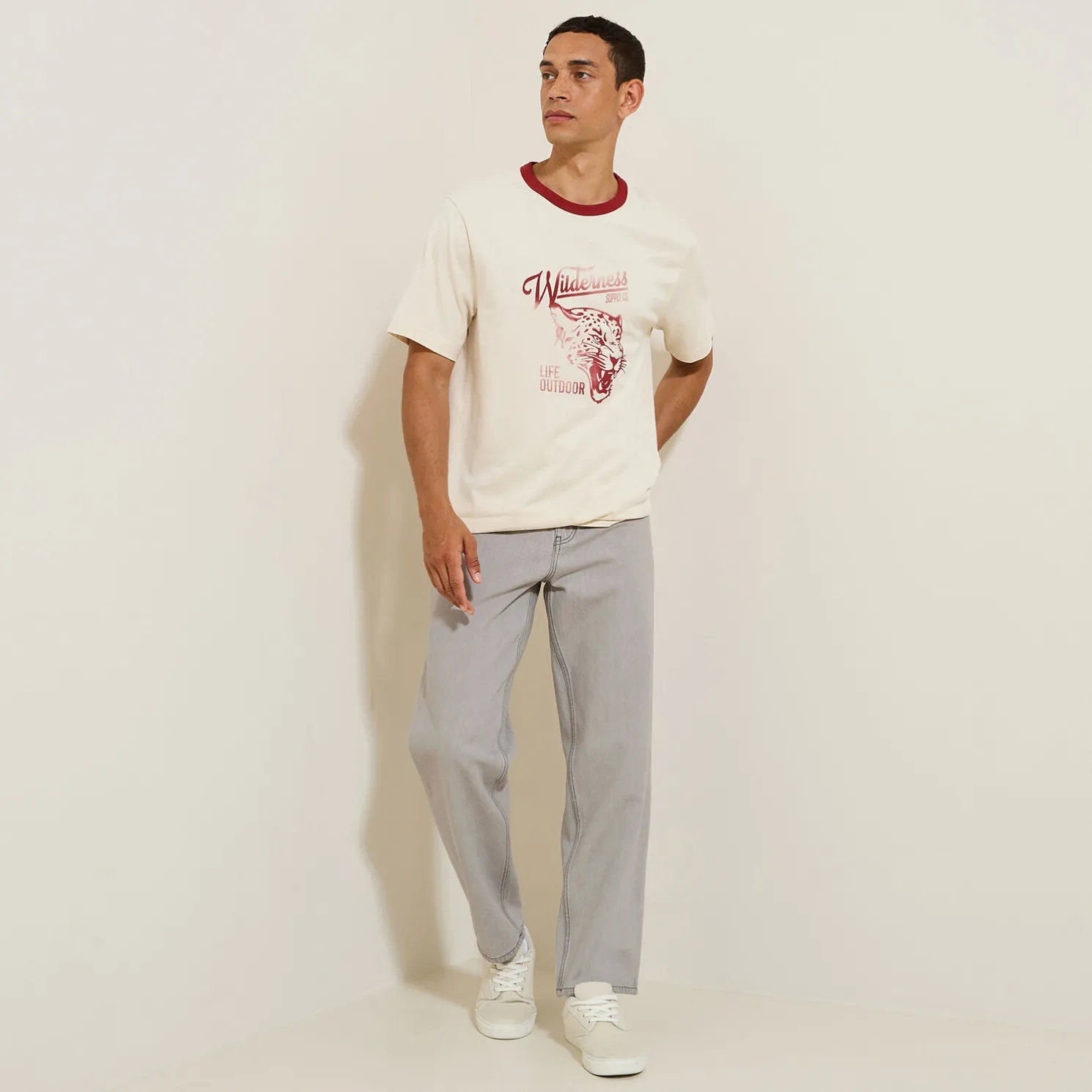 Loose jeans in 100% katoen