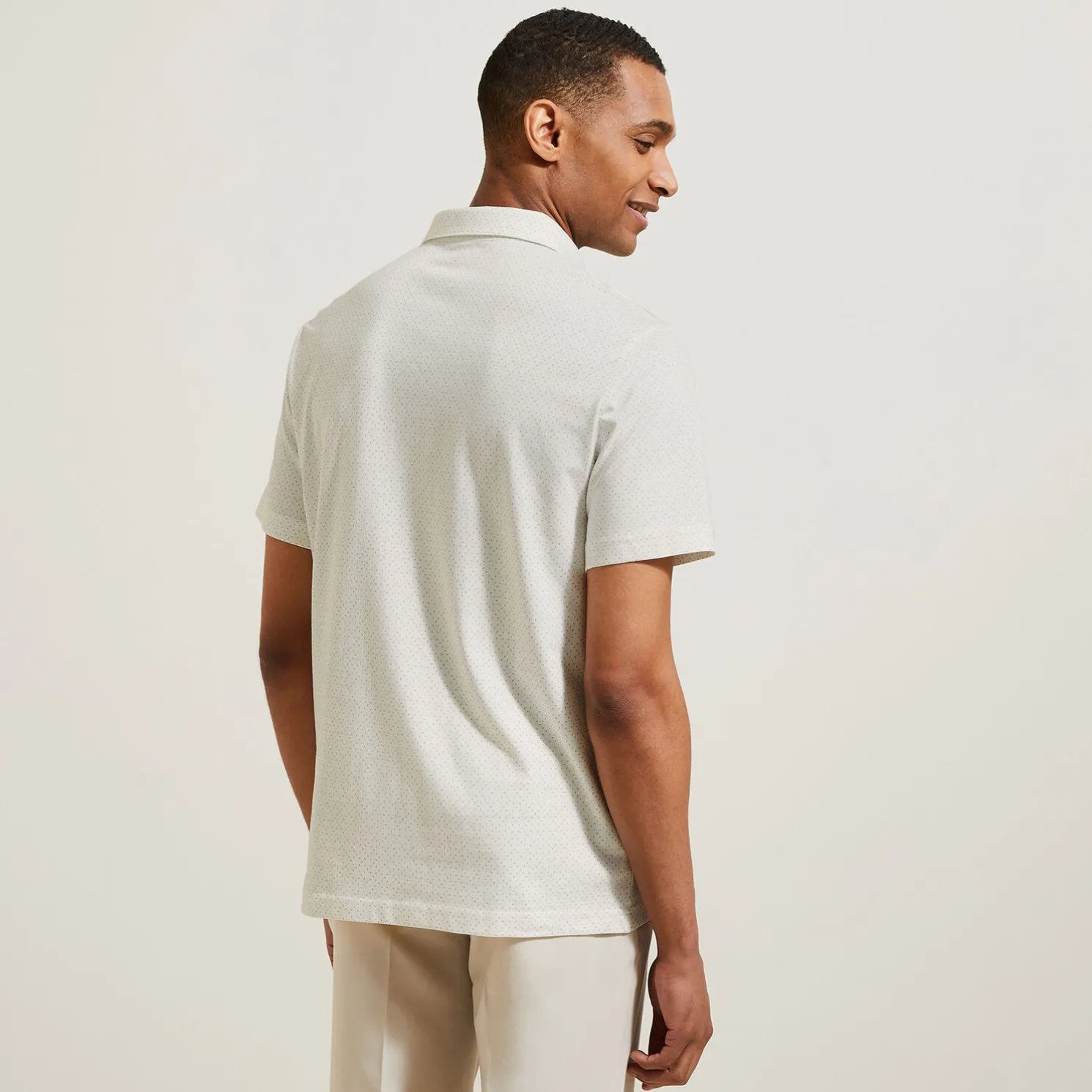 Polo in tricot met korte mouwen, print en Italiaan