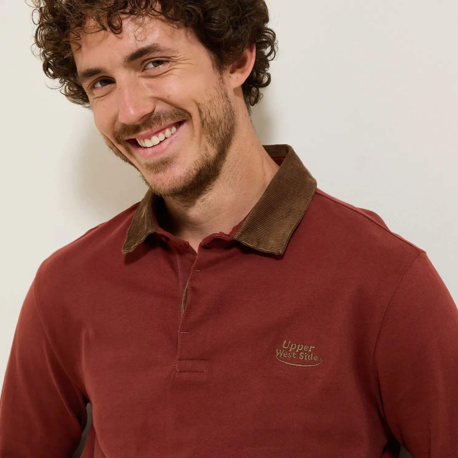 Polo lange mouwen in piquékatoen, fluwelen kraag