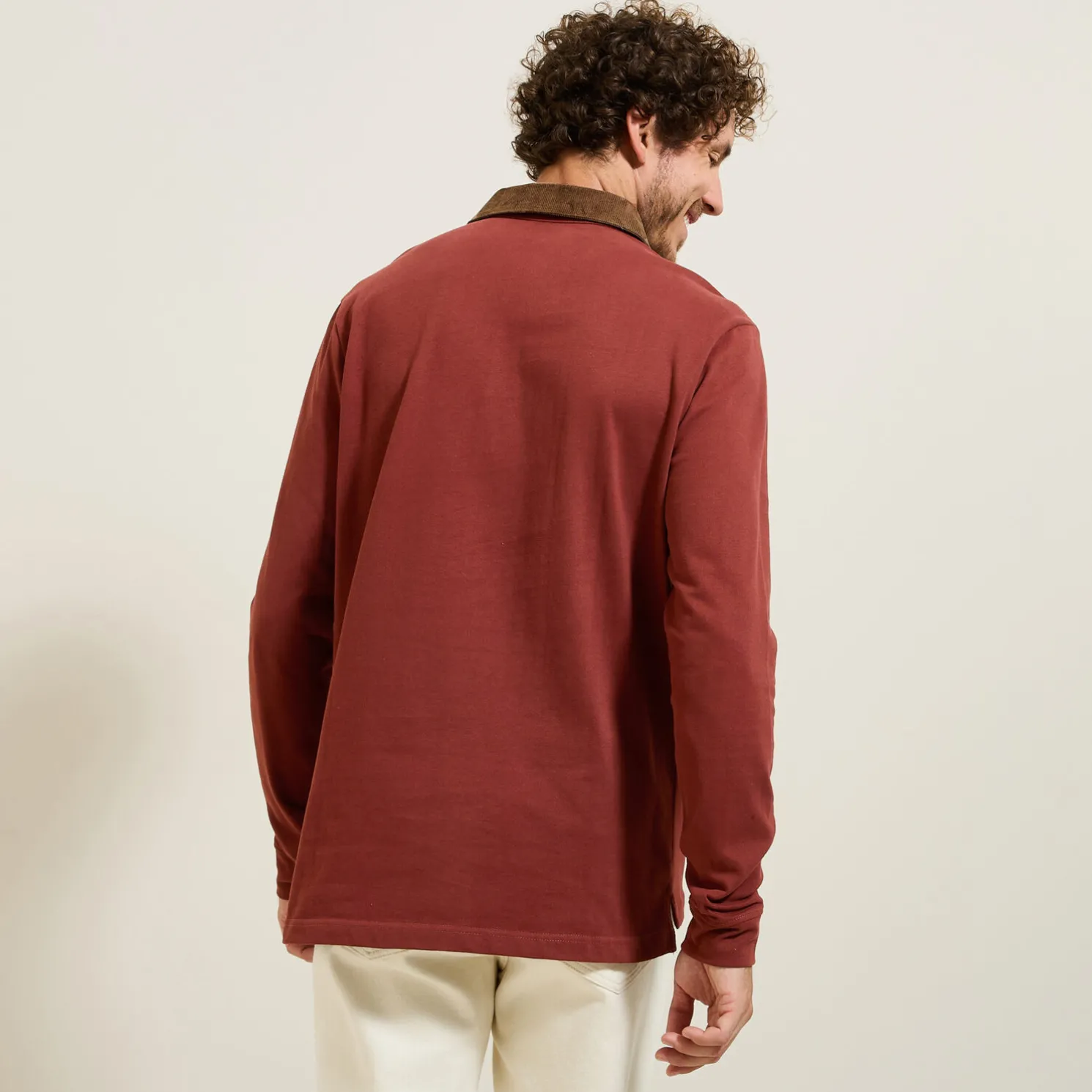 Polo lange mouwen in piquékatoen, fluwelen kraag