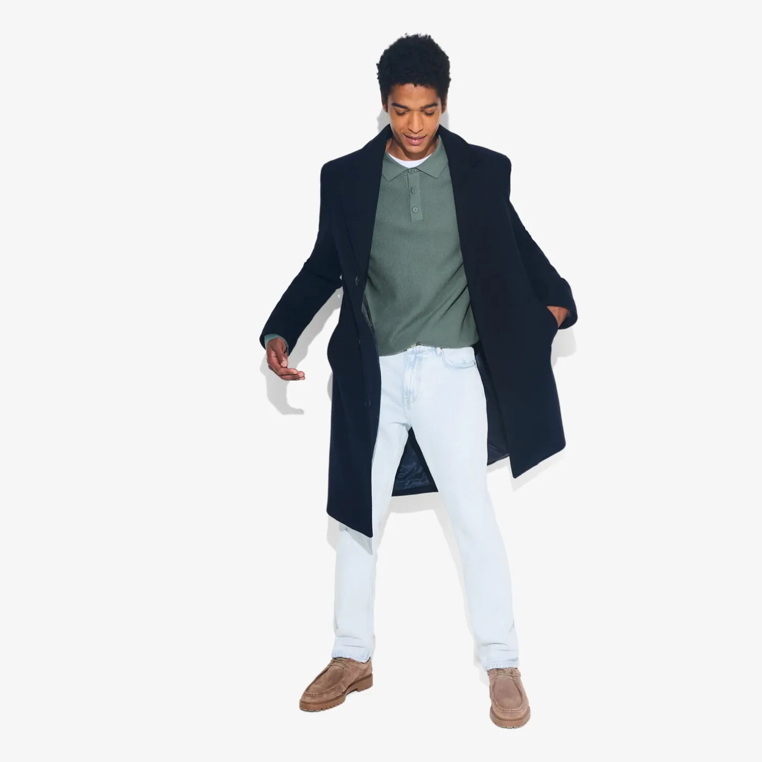 Polo met knopen in textuurstof