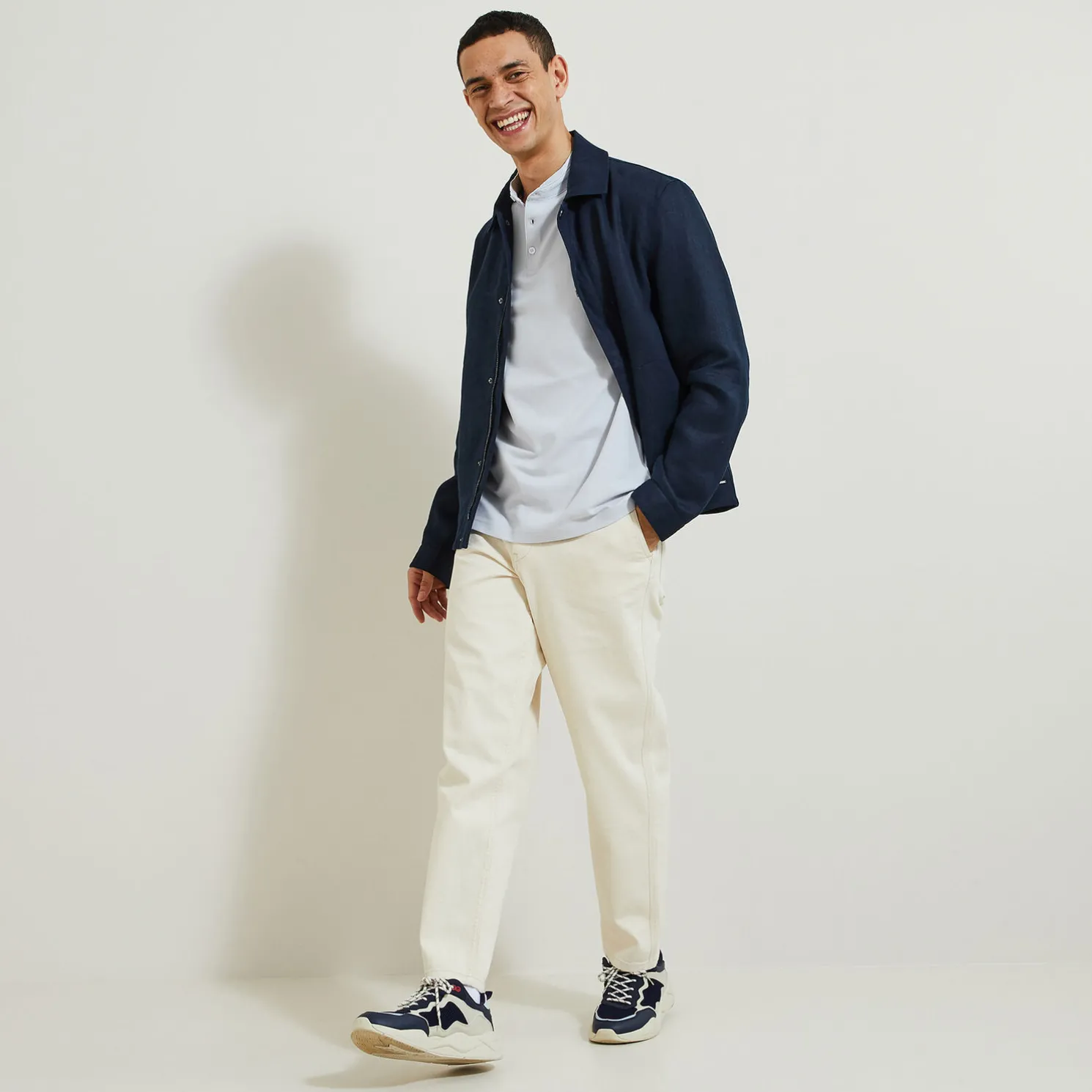 Polo met korte mouwen en mao-kraag in piquékatoen