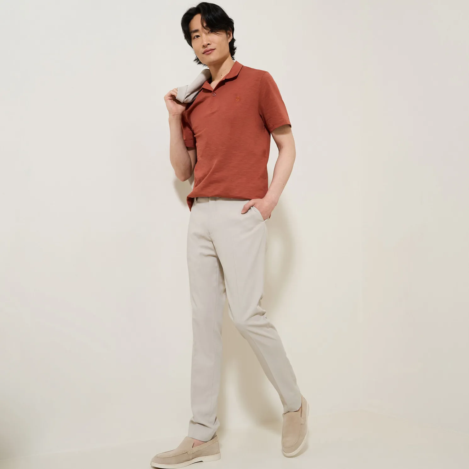 Polo met korte mouwen, borduursel op de borst en h