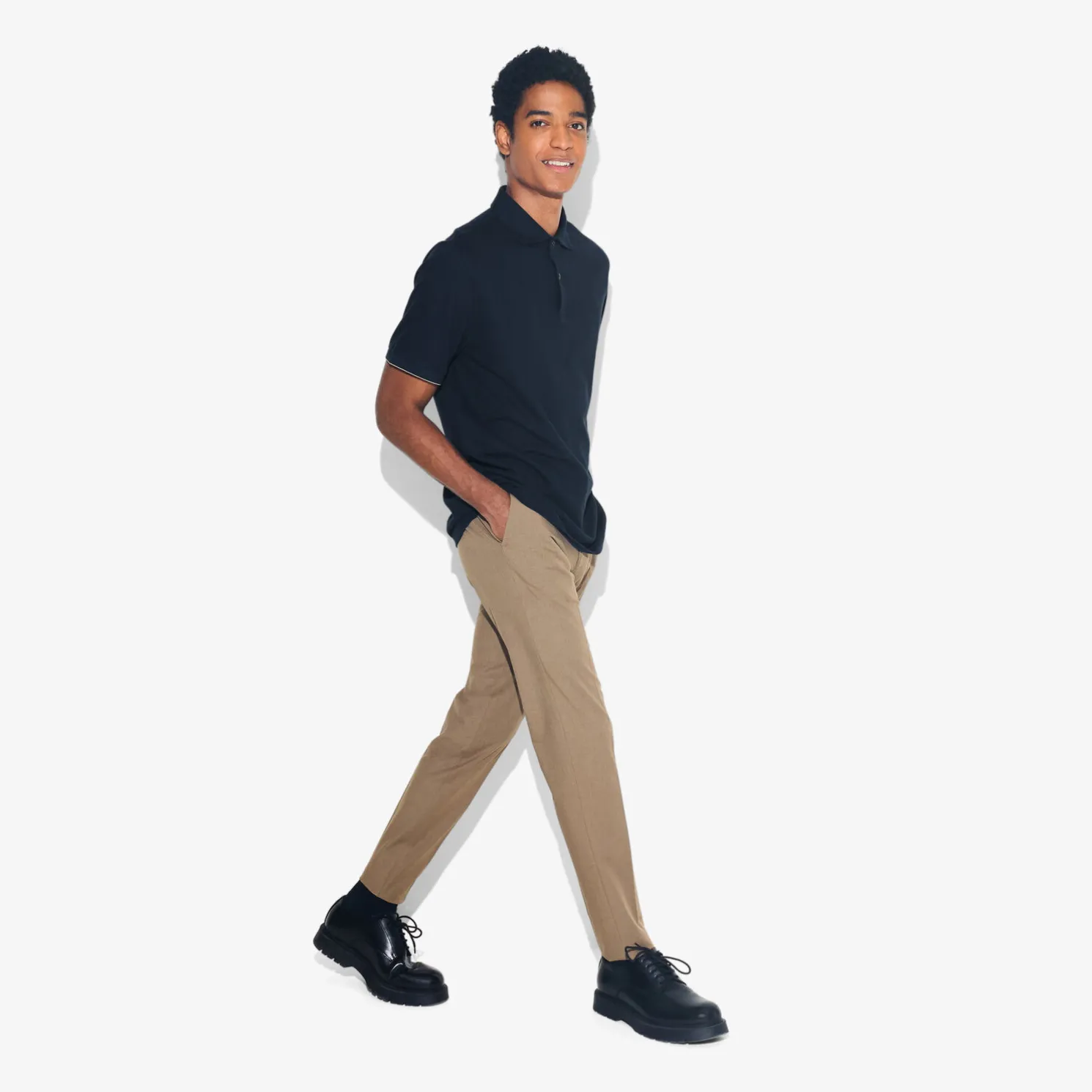 Polo met korte mouwen, visgraatmotief en Italiaans