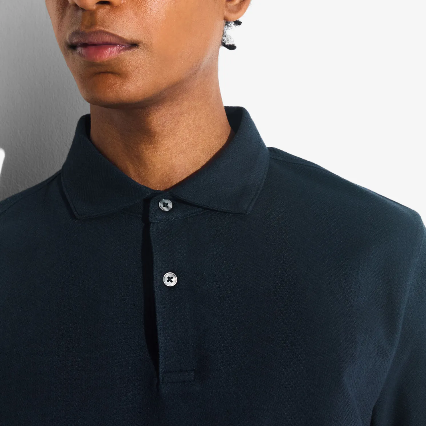 Polo met korte mouwen, visgraatmotief en Italiaans