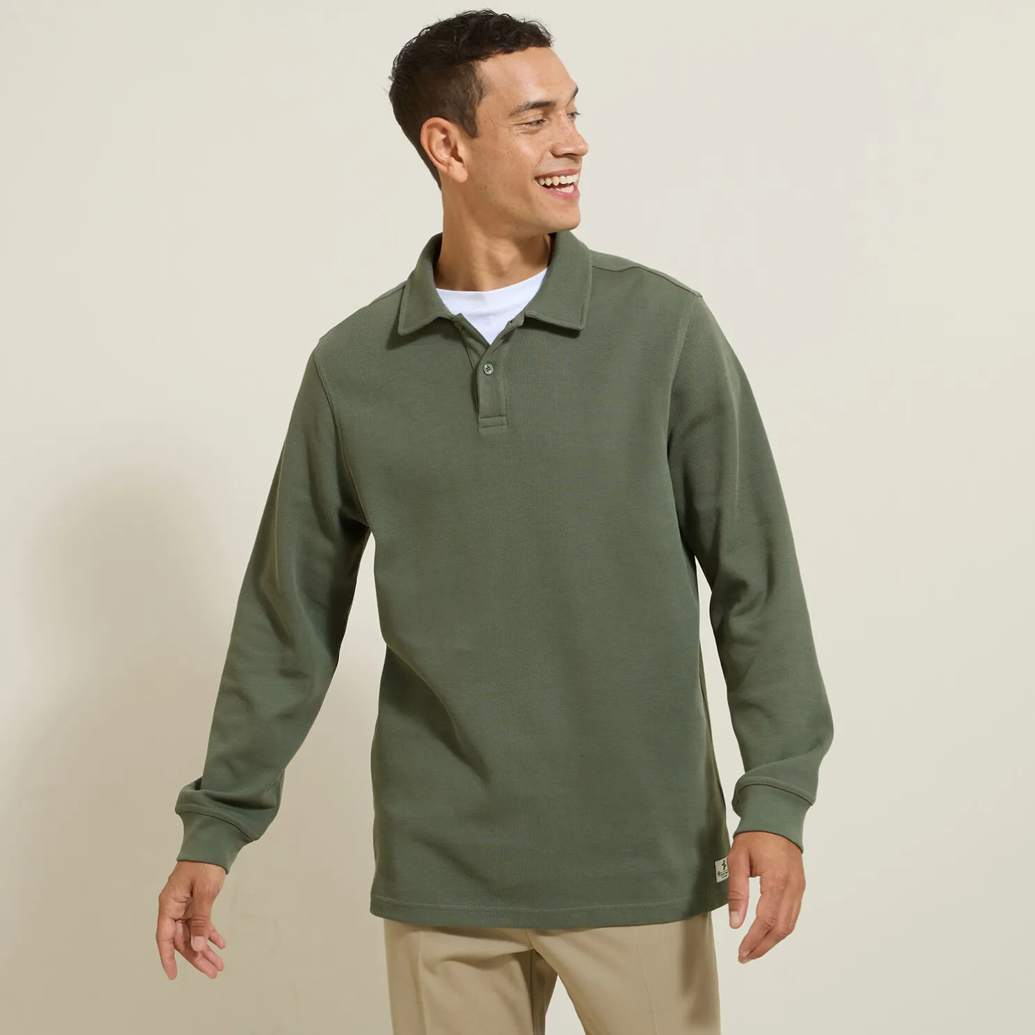 Polo met lange mouwen en relax snit