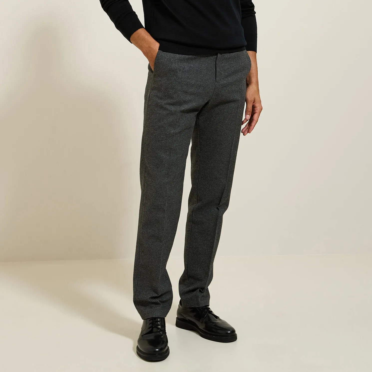 Regular broek met pied-de-puce-motief