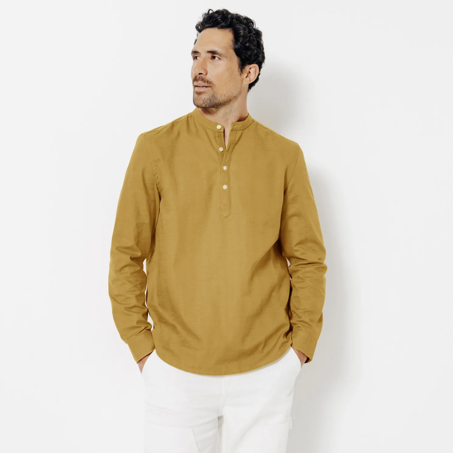 Regular effen hemd in gerecycled getextureerd kato