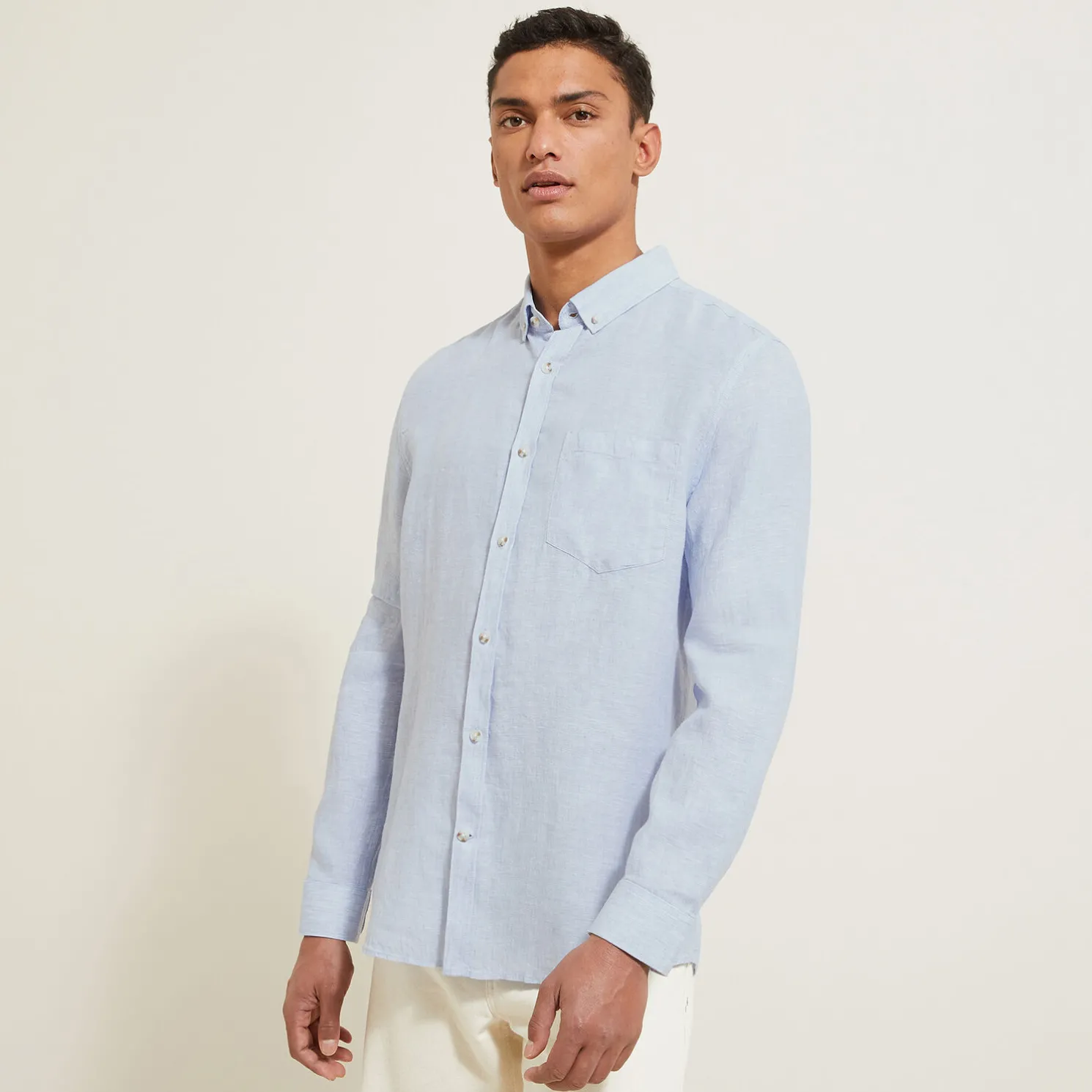 Regular effen hemd in linnen