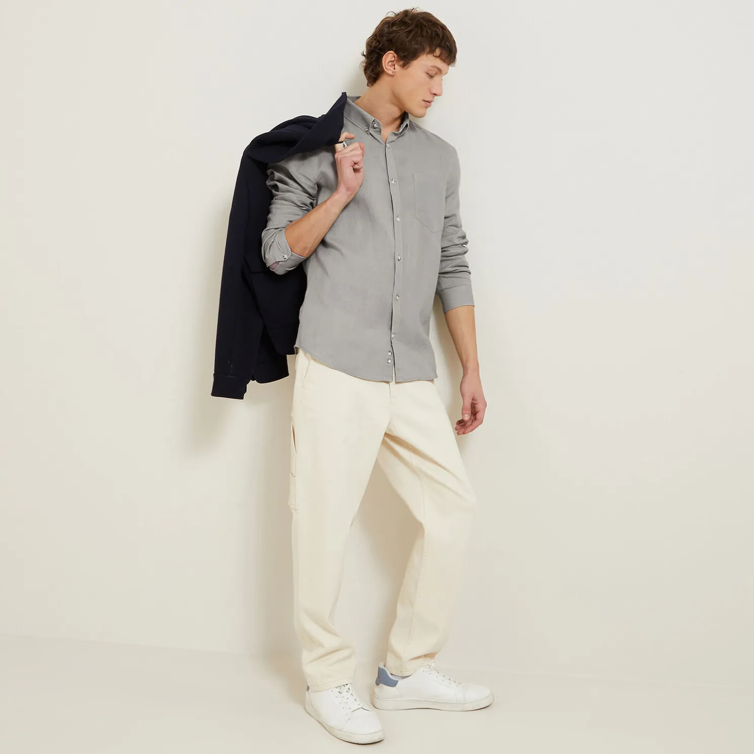 Regular effen hemd in linnen