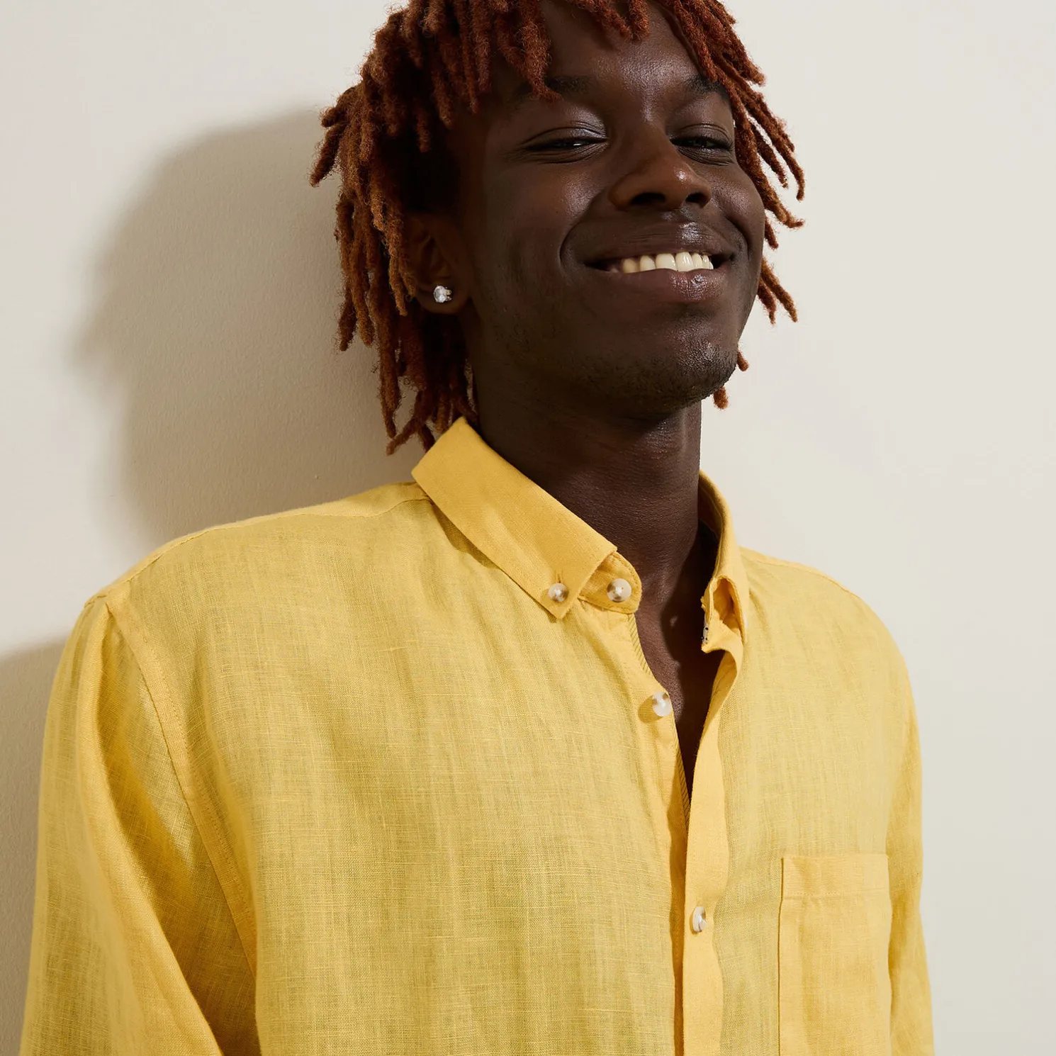 Regular effen hemd in linnen