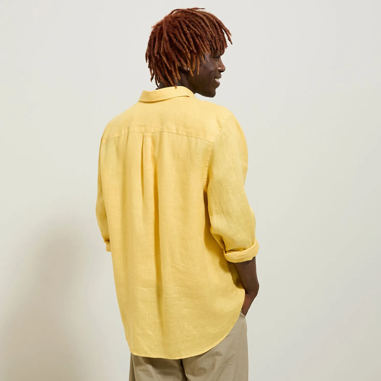 Regular effen hemd in linnen