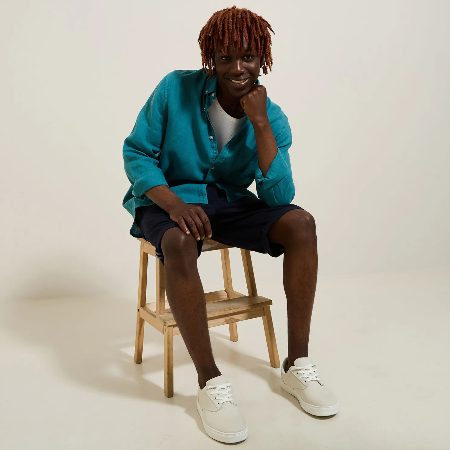 Regular effen hemd in linnen