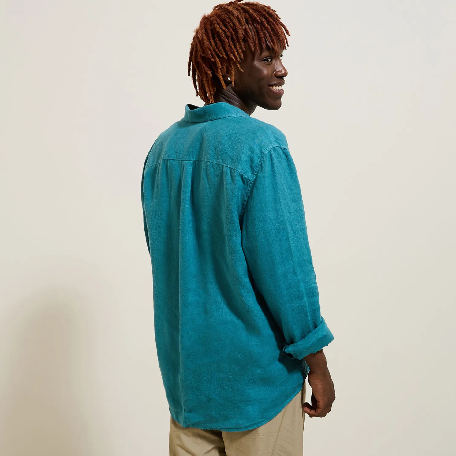 Regular effen hemd in linnen