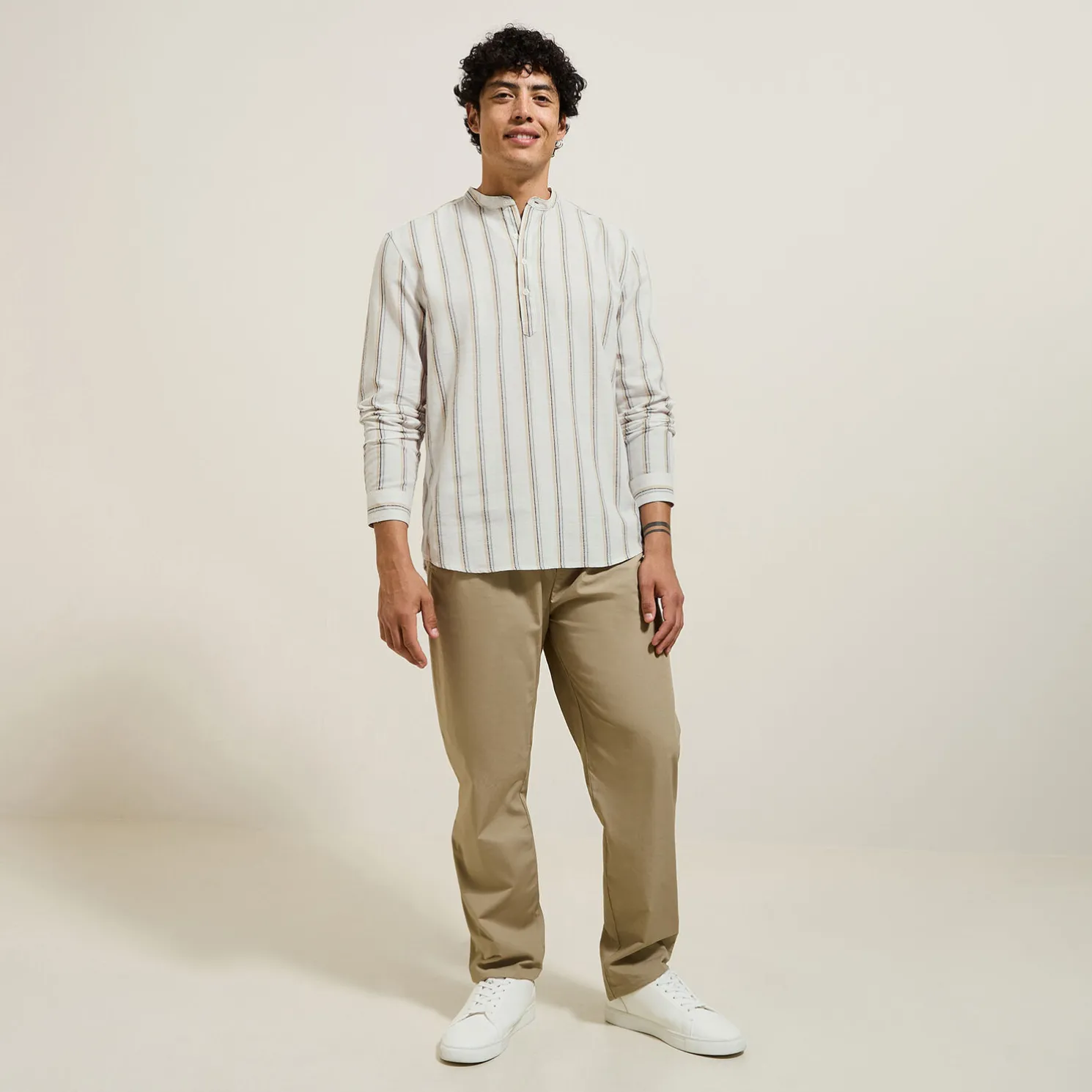 Regular fit gestreept hemd van katoen