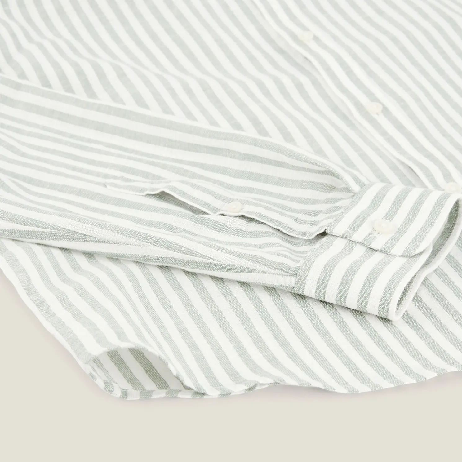 Regular gestreept hemd in katoen en linnen