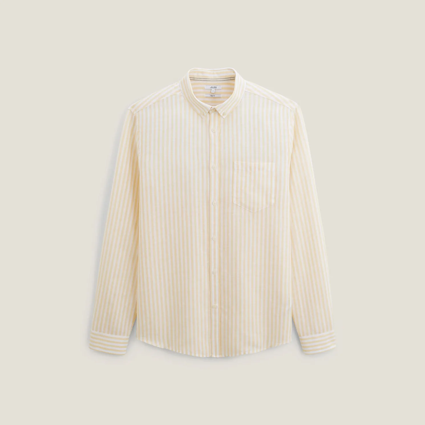 Regular gestreept hemd in katoen en linnen