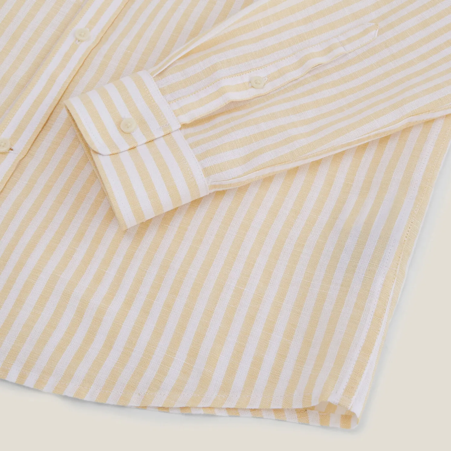 Regular gestreept hemd in katoen en linnen