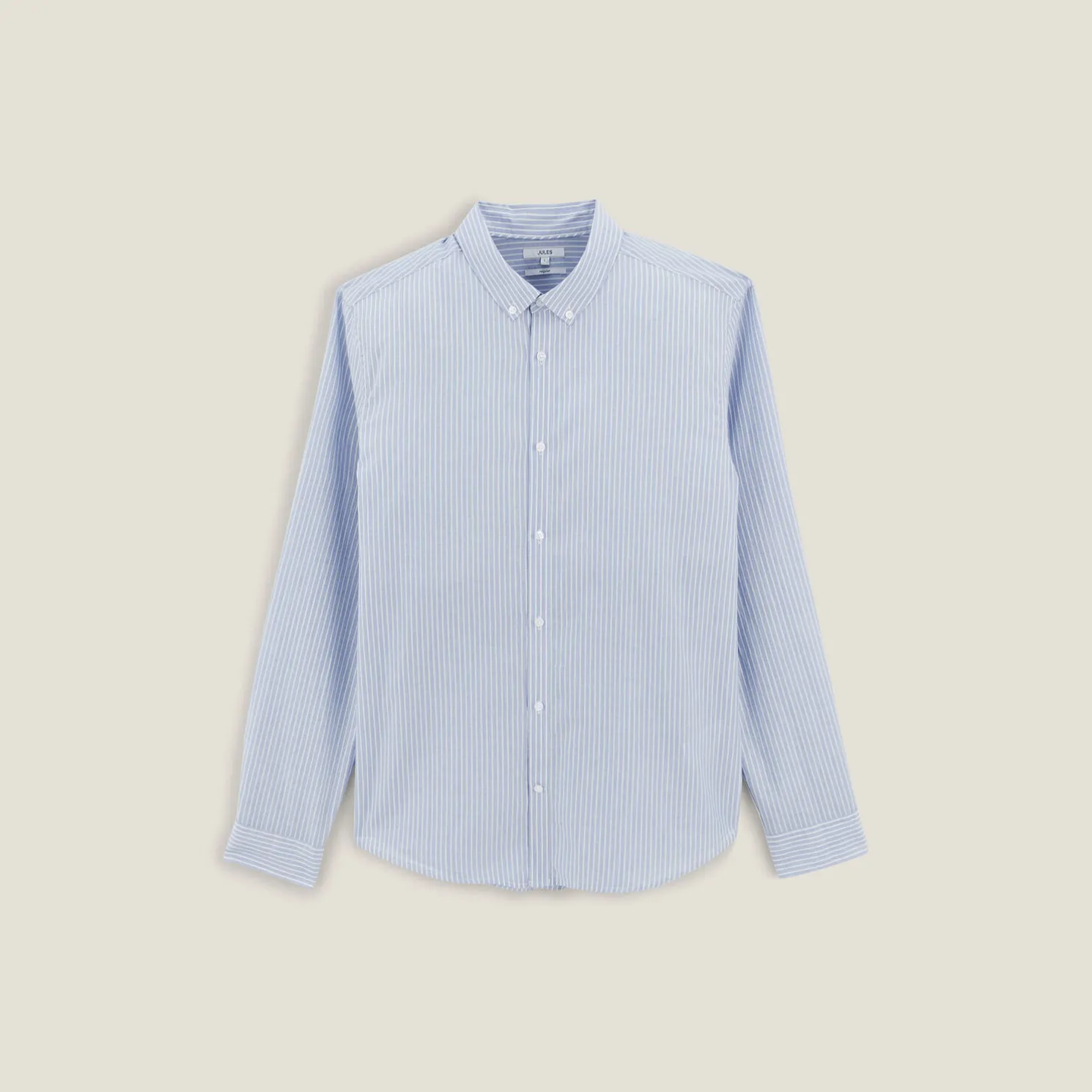 Regular gestreept hemd in katoen