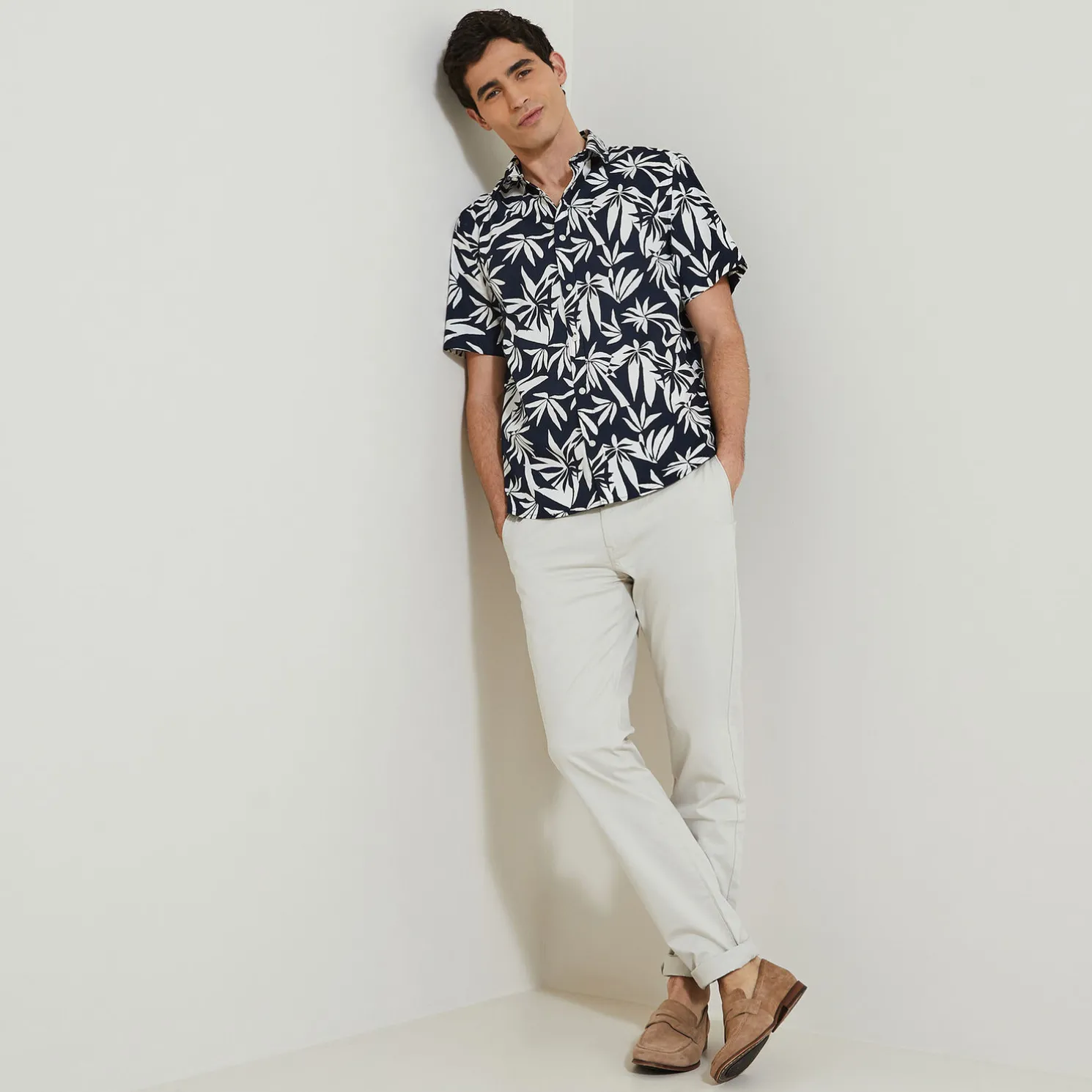 Regular hawaïhemdje met bloemenprint in biokatoen