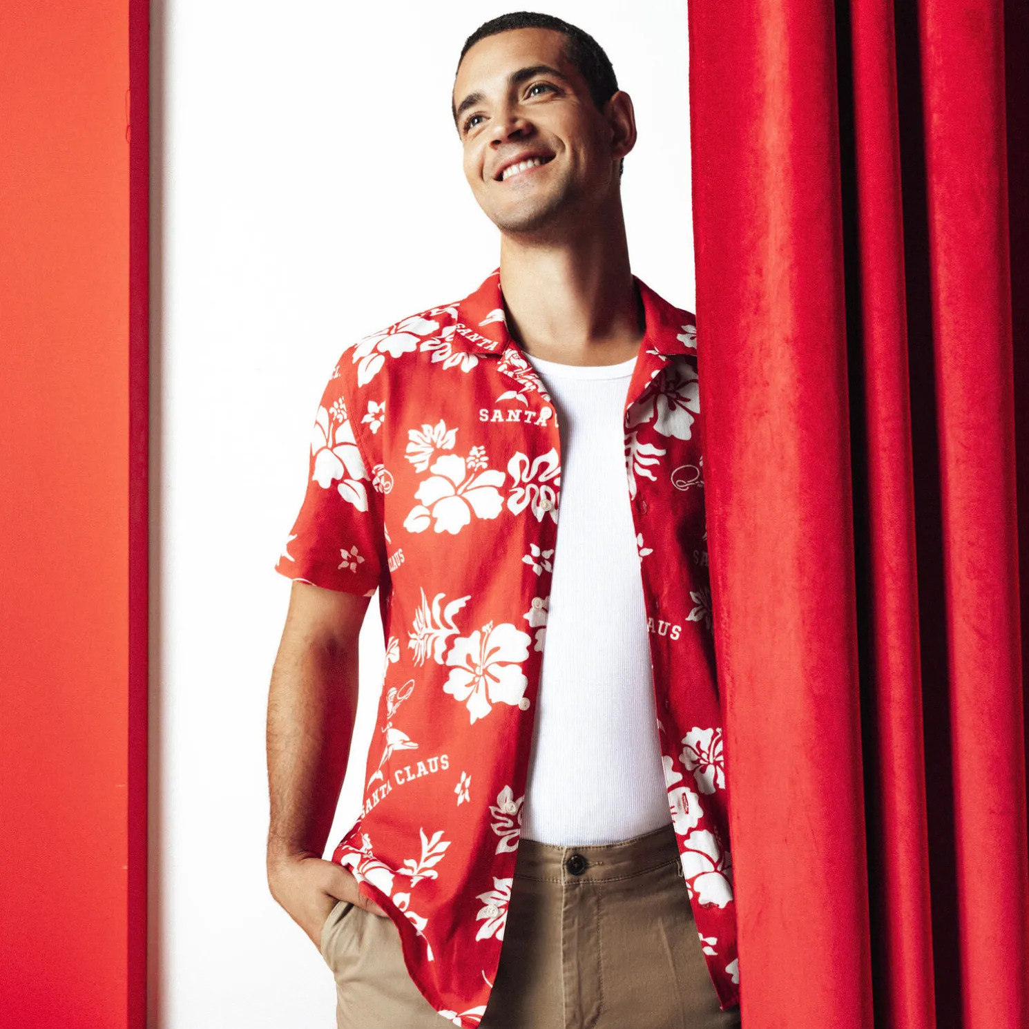 Regular hemdje met landschapsprint in gevlamd kato