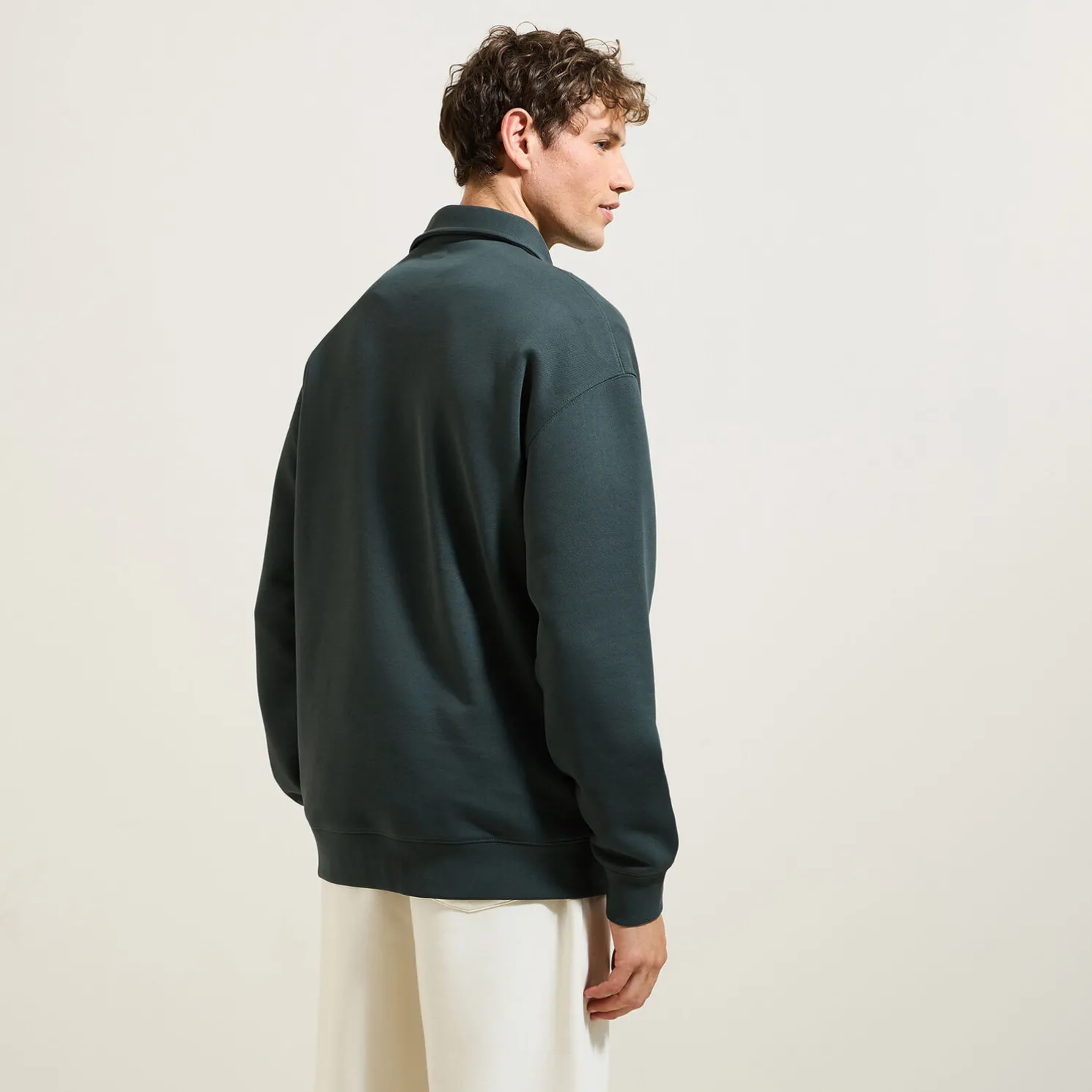 Relaxed effen sweater met polokraag