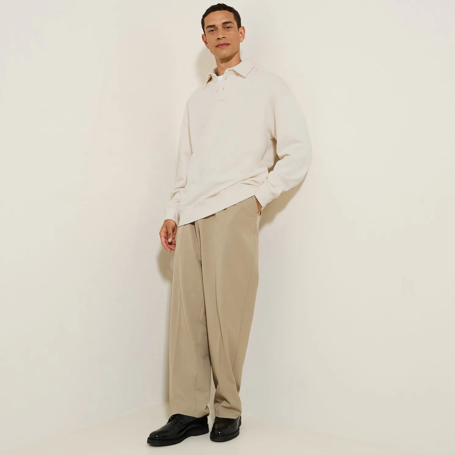 Relaxed effen sweater met polokraag