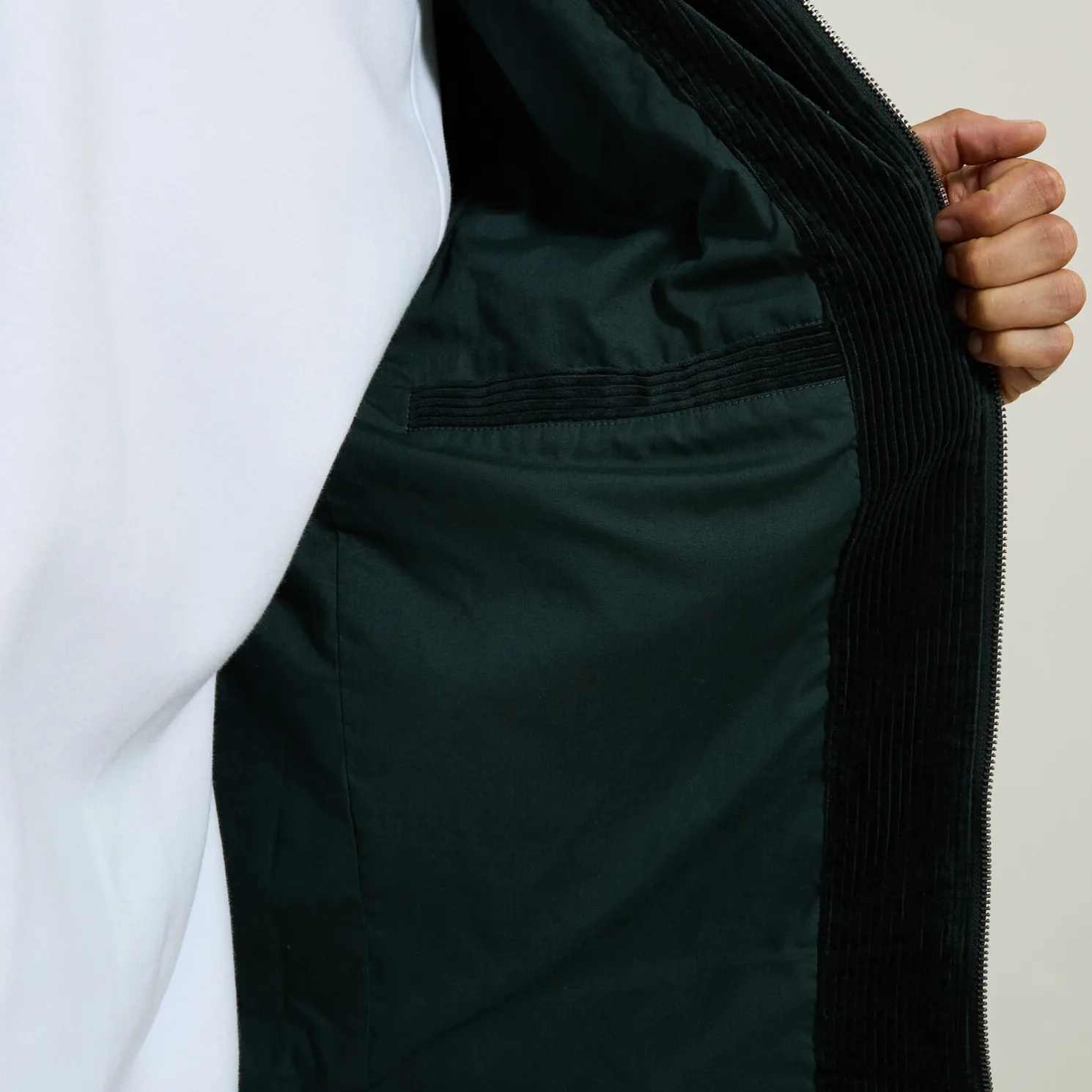 Ribfluwelen jack hemdskraag