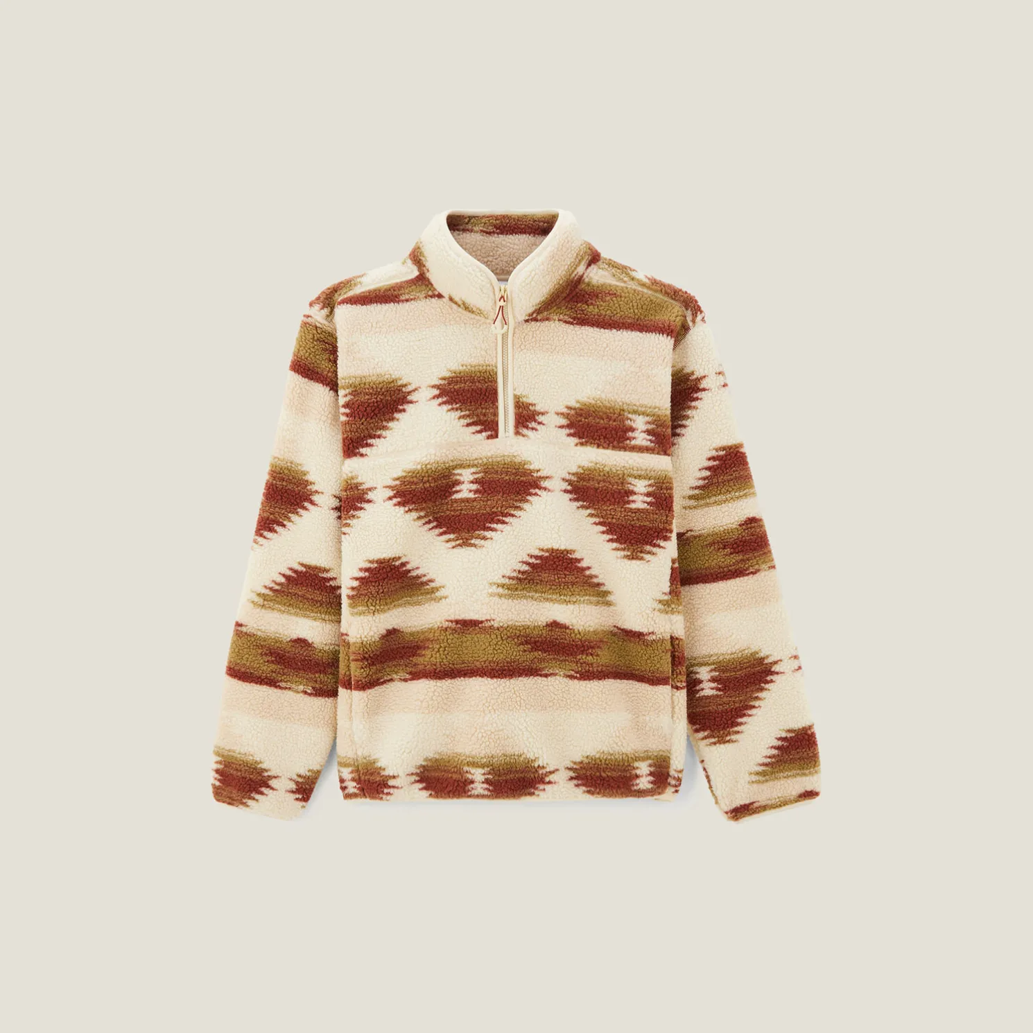 Sherpasweater met ritskraag en print