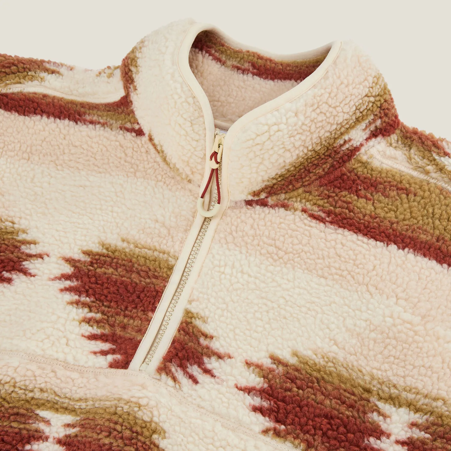 Sherpasweater met ritskraag en print