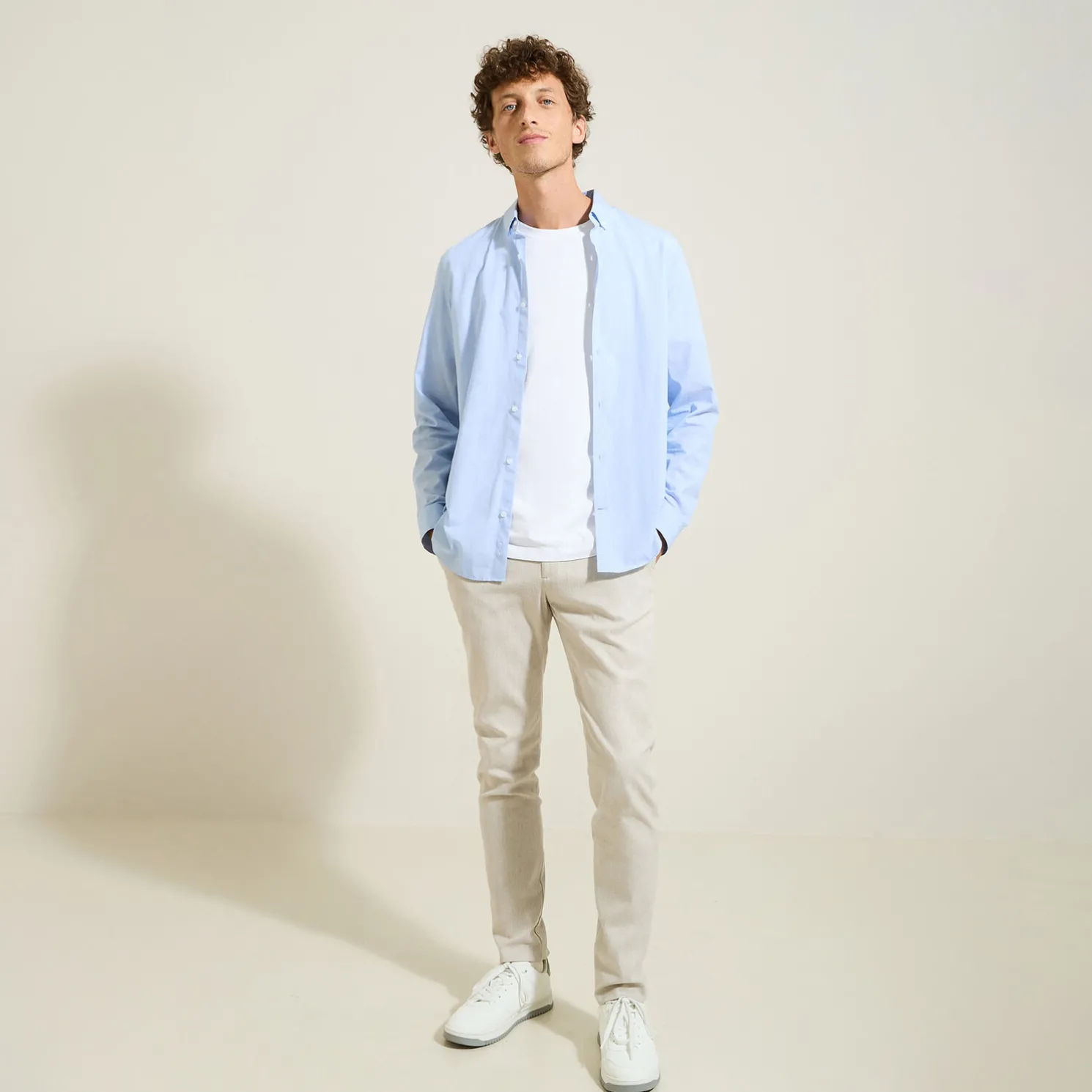 Slim chinobroek met flanelaspect