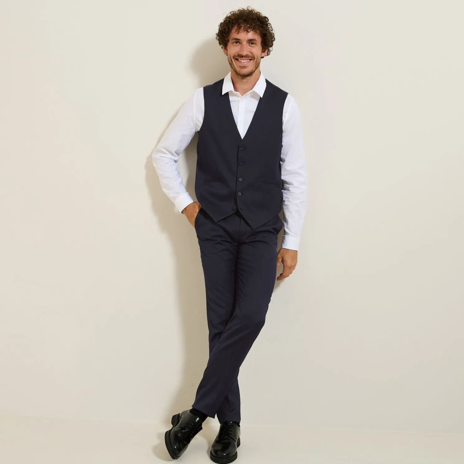 Slim effen kostuumgilet