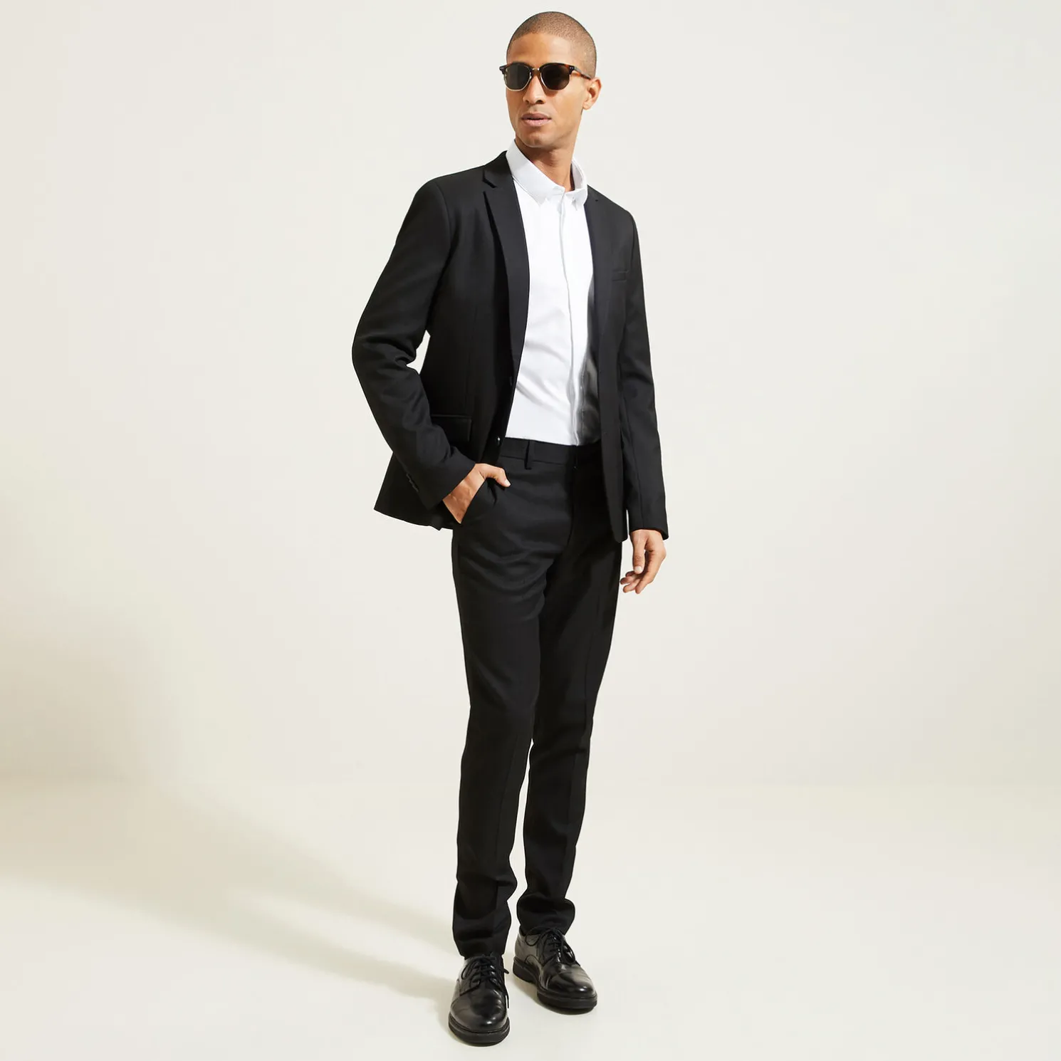 Slim effen satijnen hemd in biokatoen