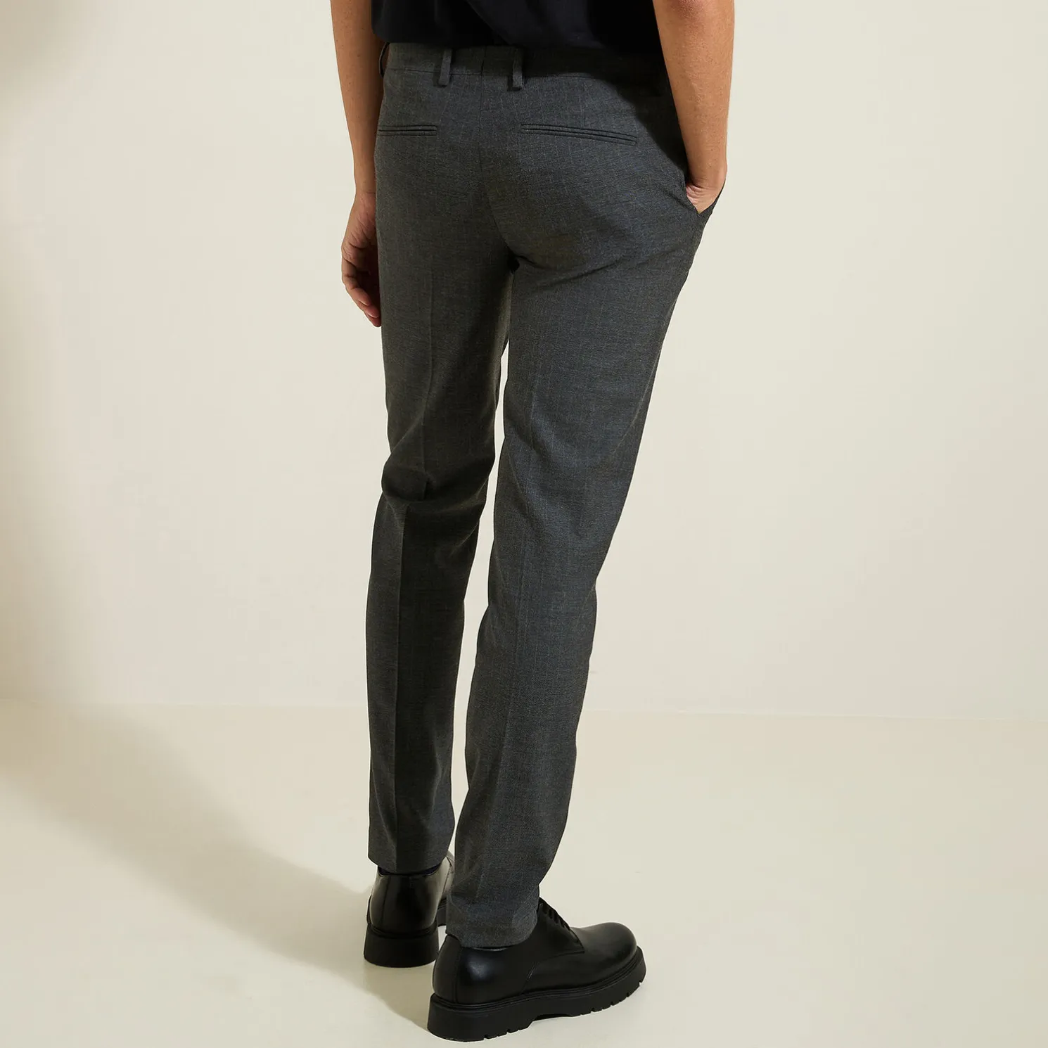 Slim gestreepte kostuumbroek