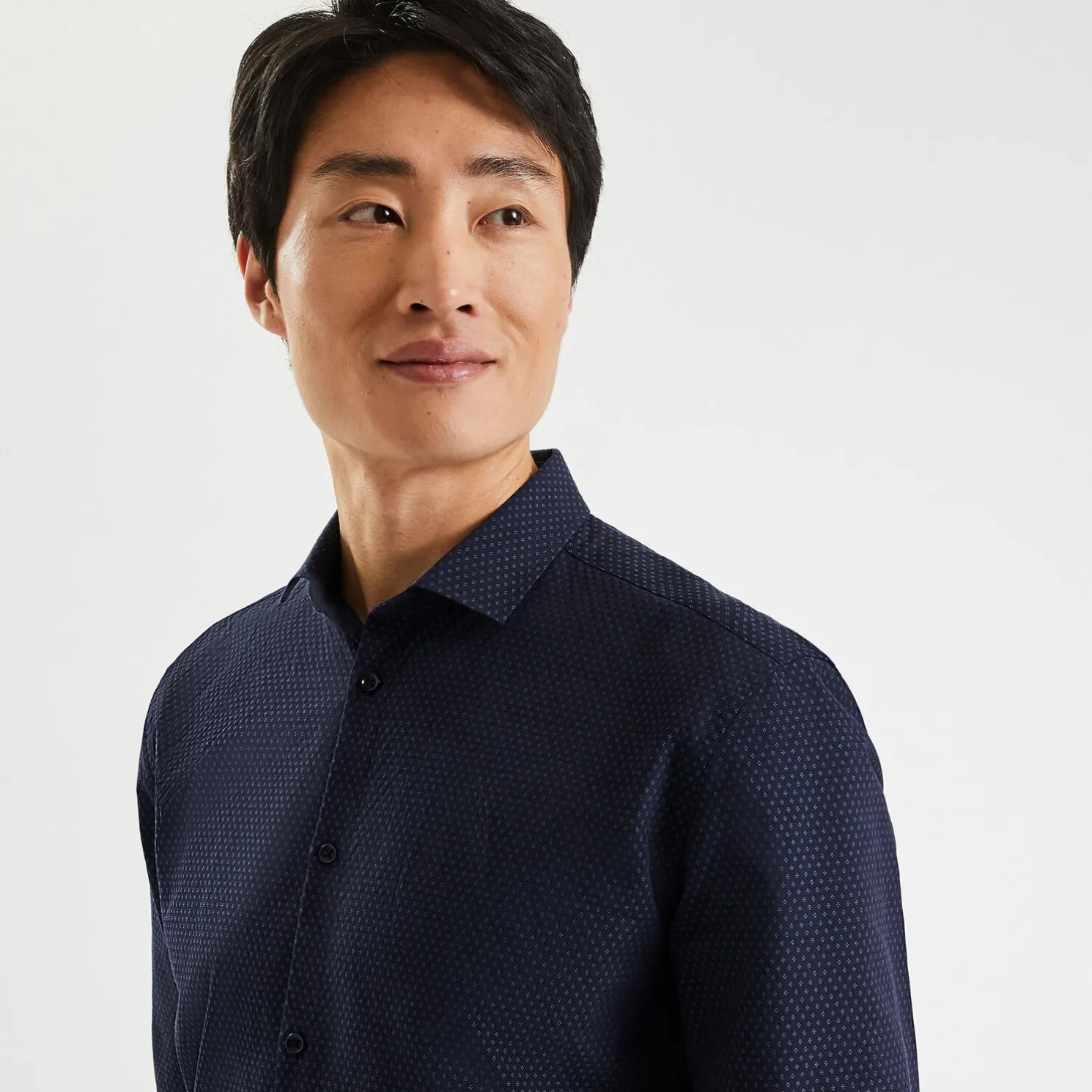 Slim hemd in biokatoen met jacquard microprint