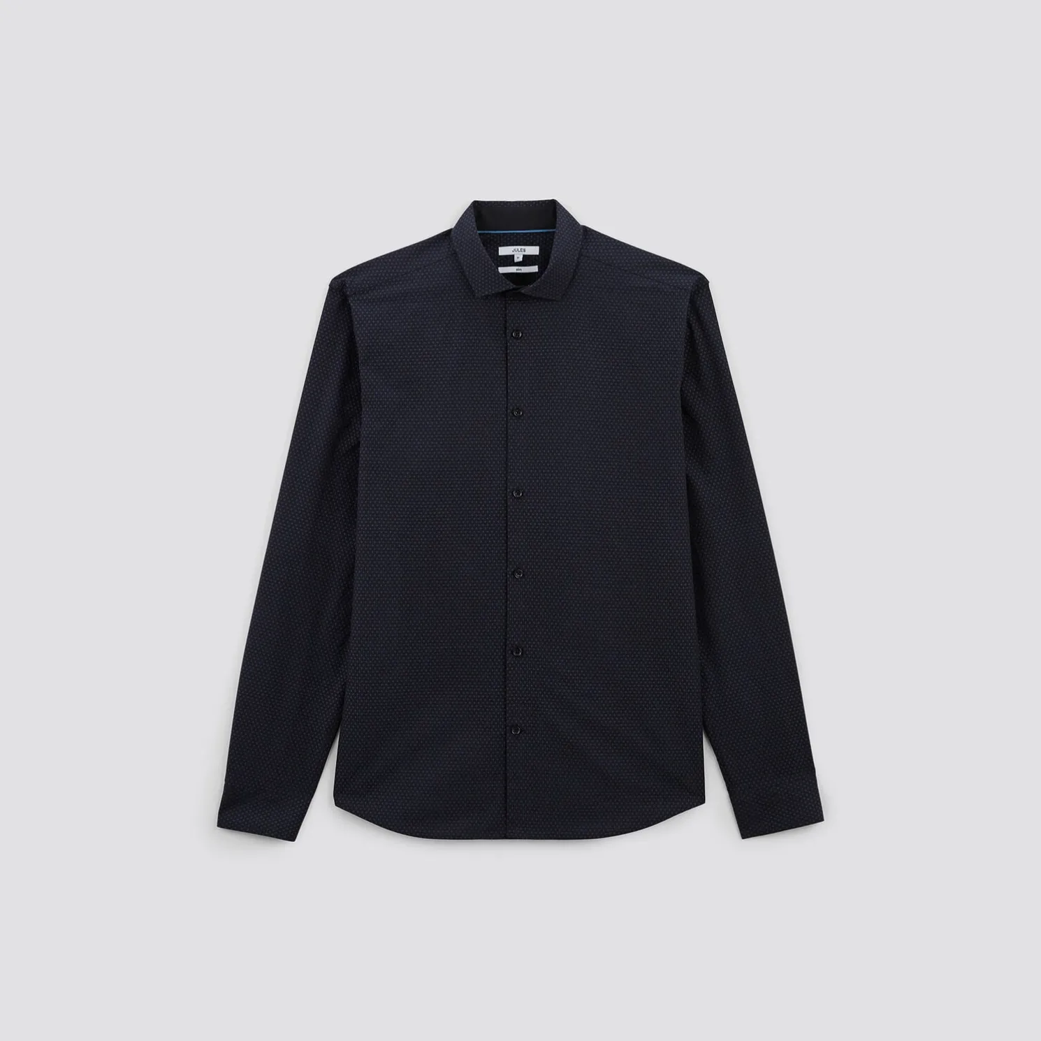 Slim hemd in biokatoen met jacquard microprint