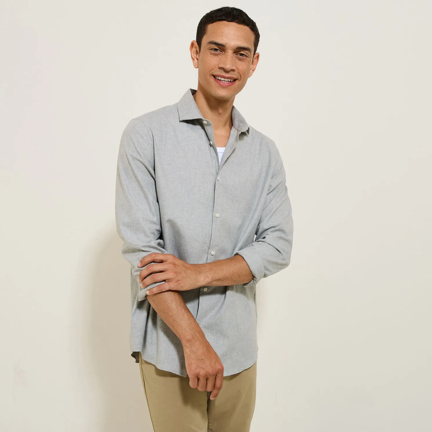 Slim hemd in flanelkatoen