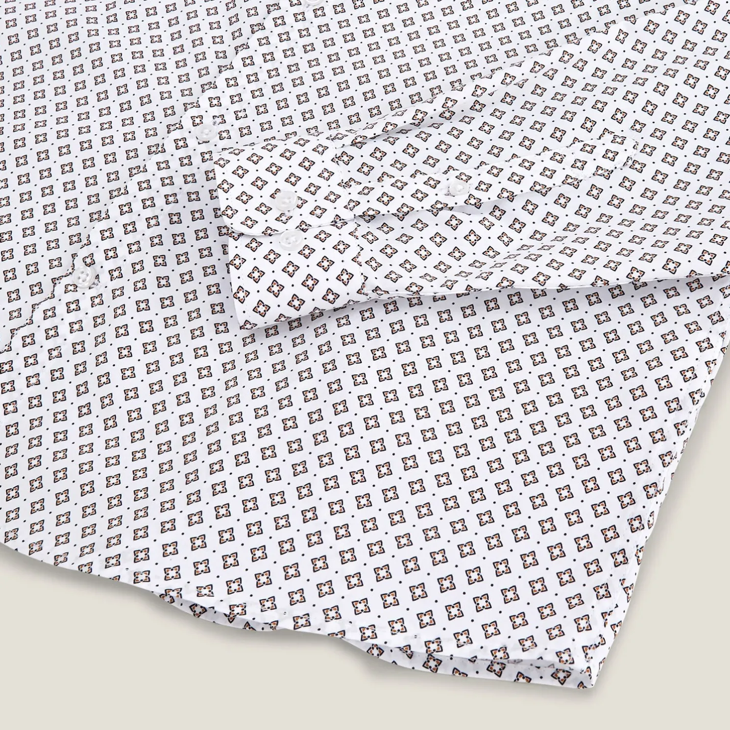 Slim hemd met geometrische print in biokatoen