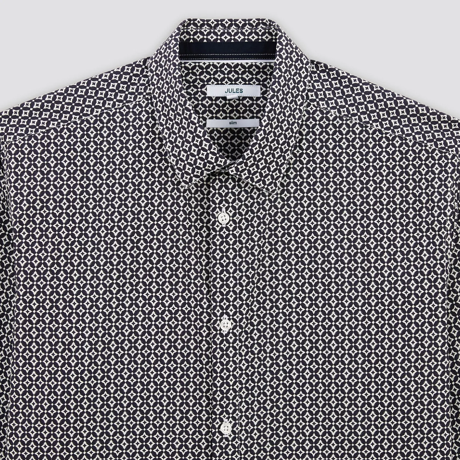 Slim hemd met geometrische print in biokatoen