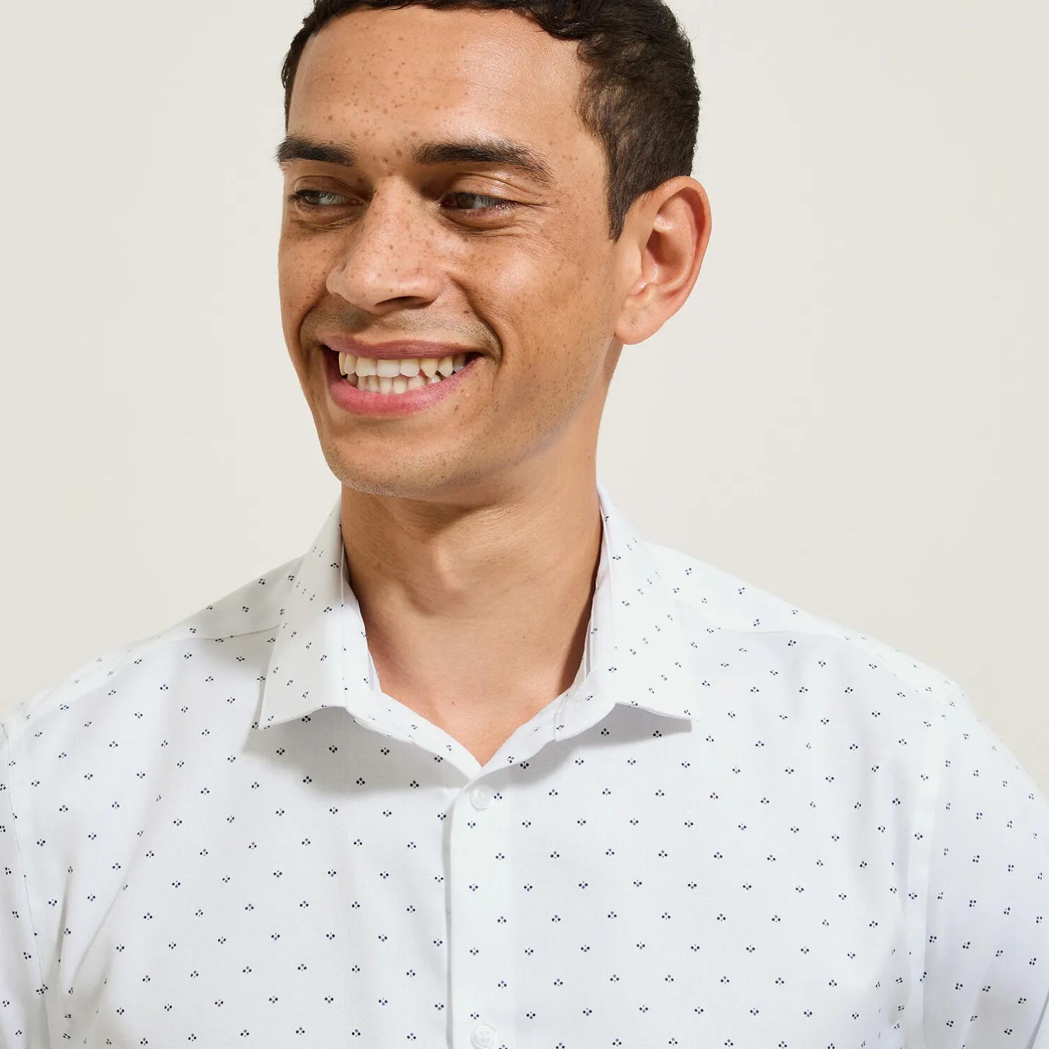 Slim hemd met microprint in katoen