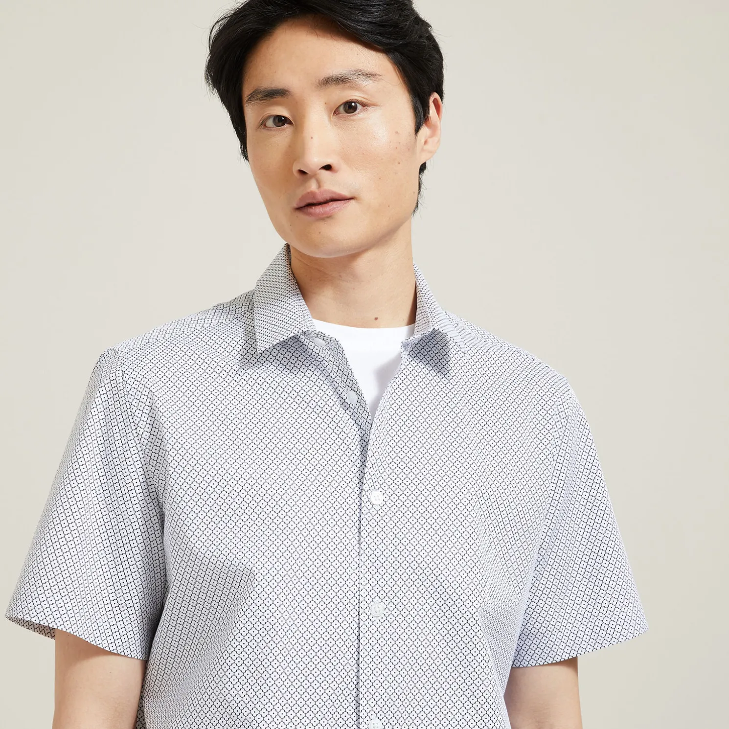 Slim hemdje met geometrische print in biokatoen