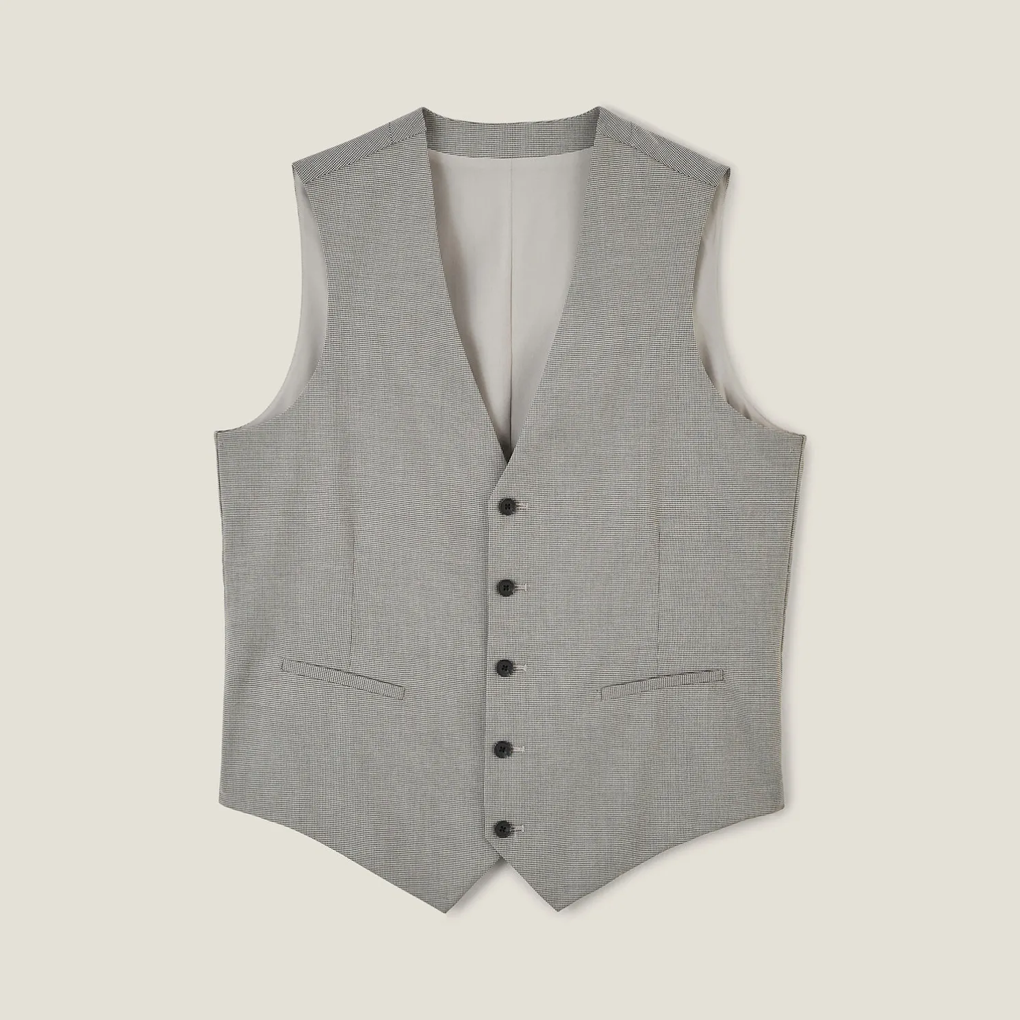 Slim kostuumgilet met pied-de-puce-motief