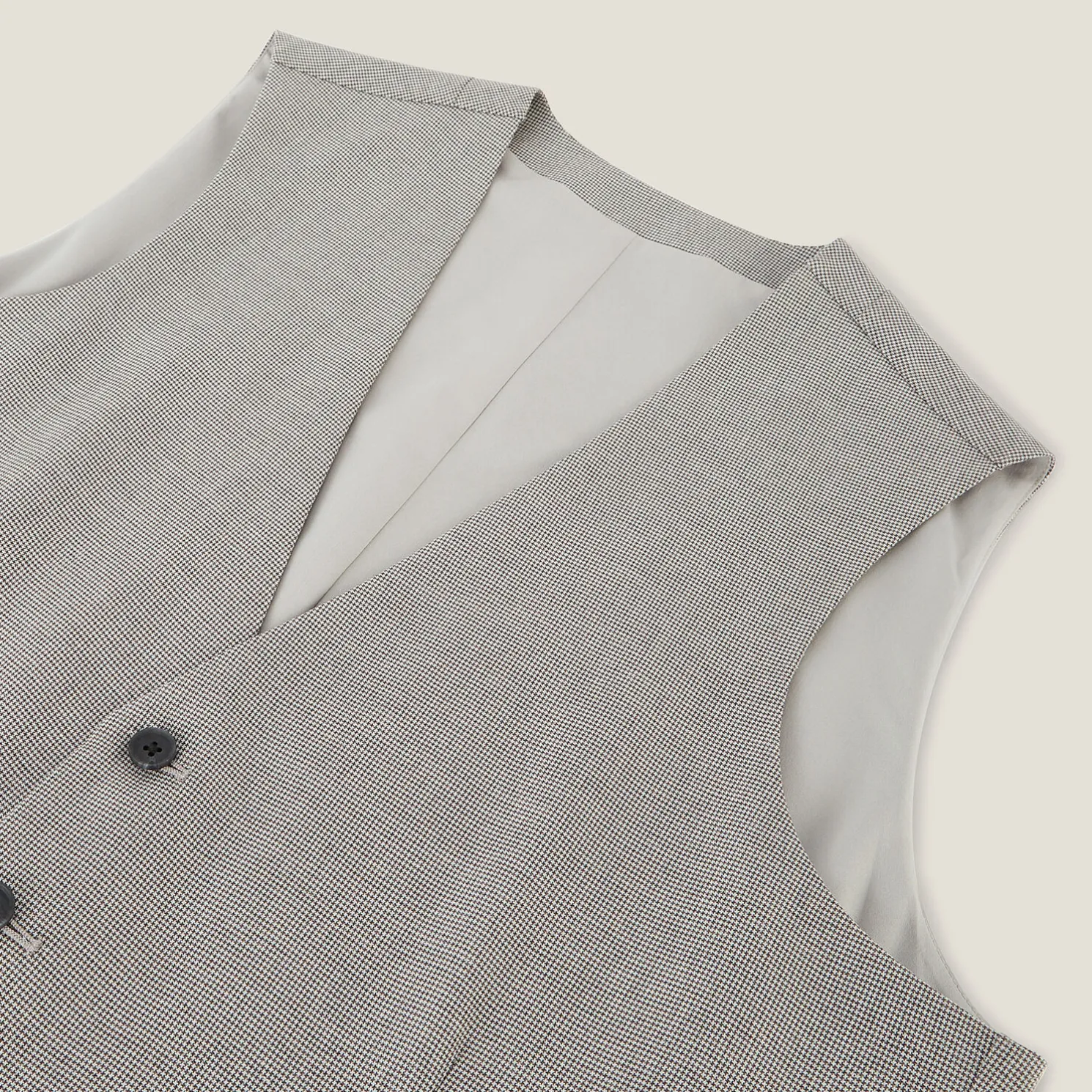 Slim kostuumgilet met pied-de-puce-motief