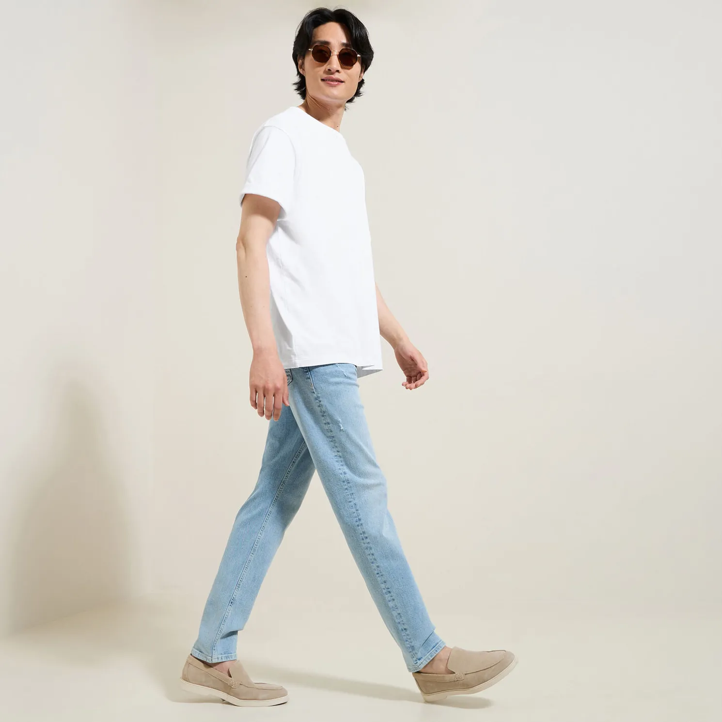 Straight, gebleekte jeans, 3 lengtes