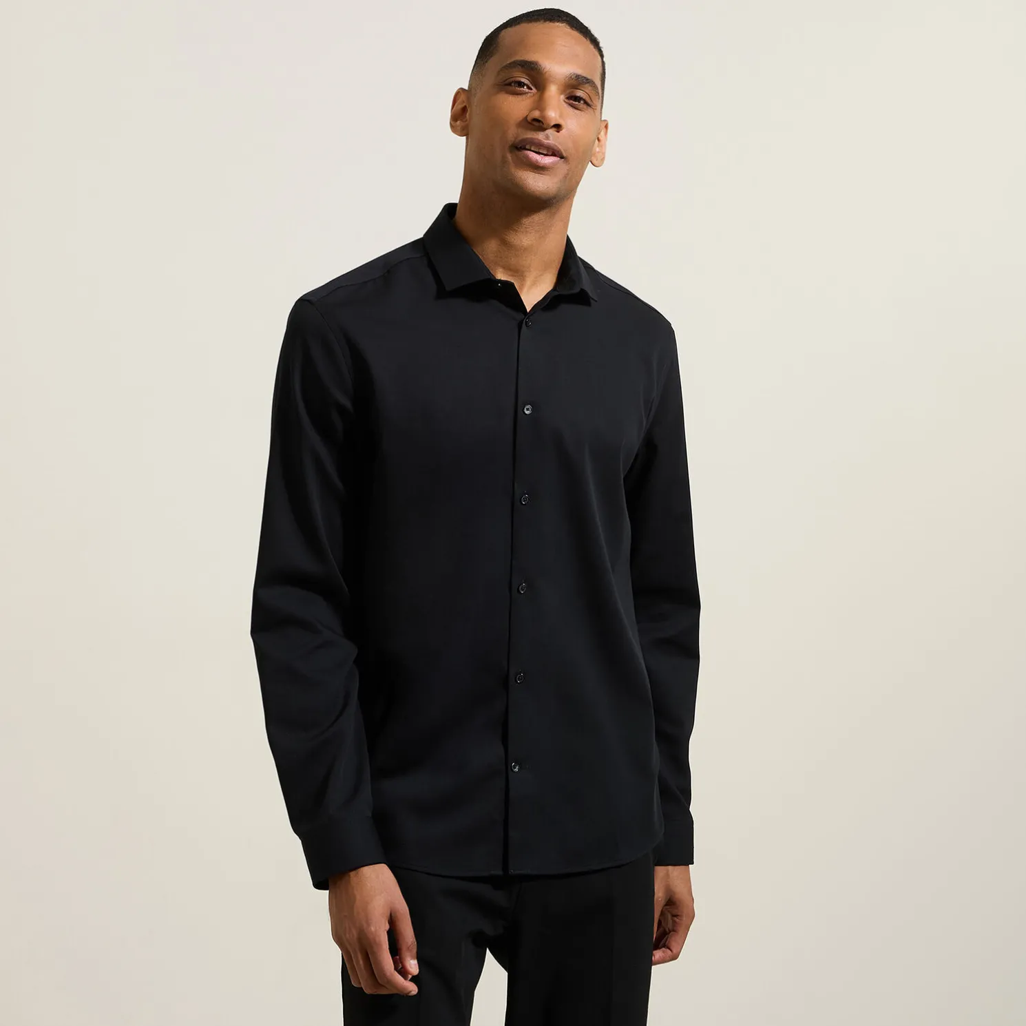 Strijkvrij regular effen hemd in katoen