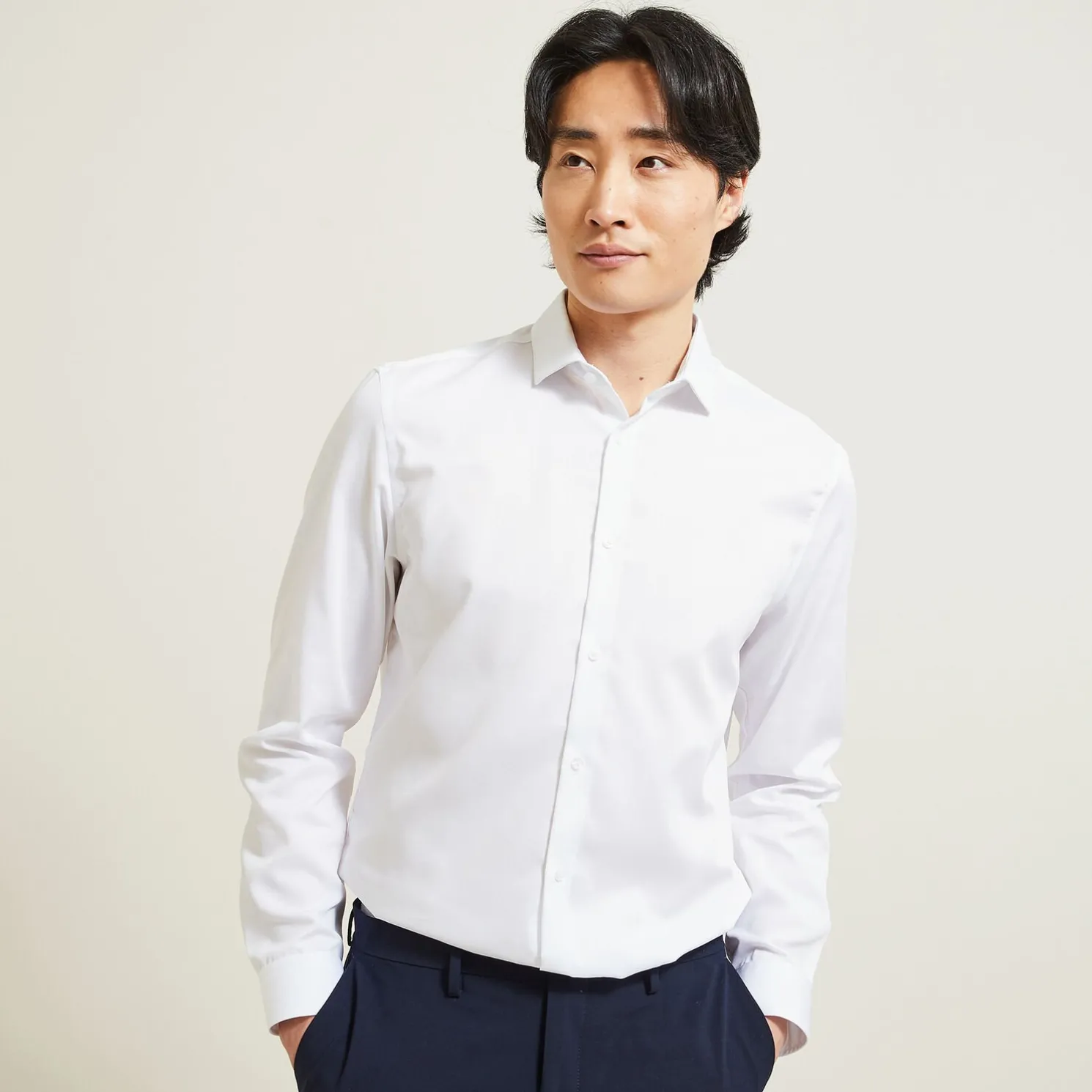 Strijkvrij regular effen hemd in katoen